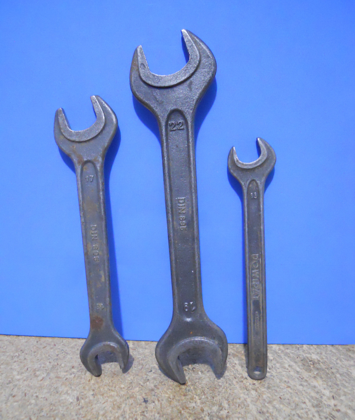 3 Pc Vintage Wrench Lot DOWIDAT Germany DIN 894 13mm + DIN 895 19/22 & 13/17mm