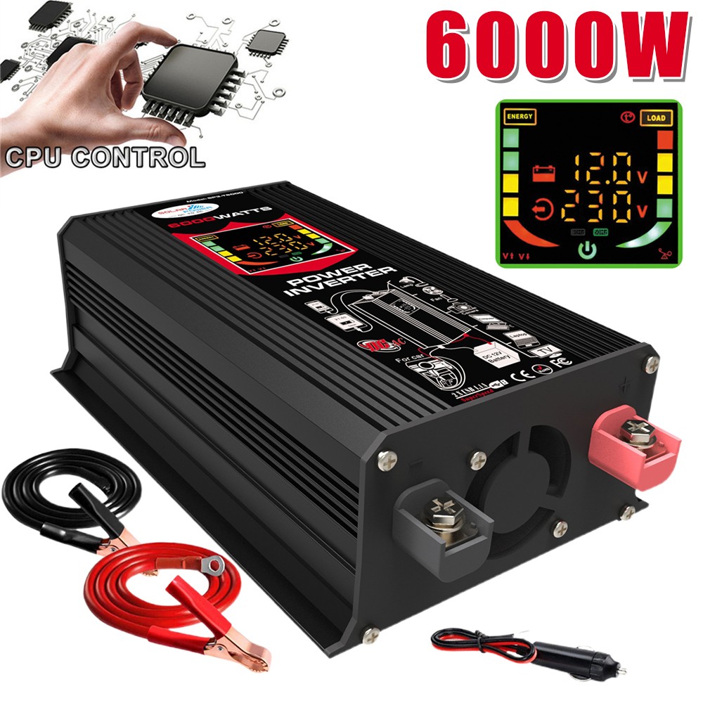 Pure Sine Wave Solar Converter 6000W Car Power Inverter DC 12V To AC 110V AC0X