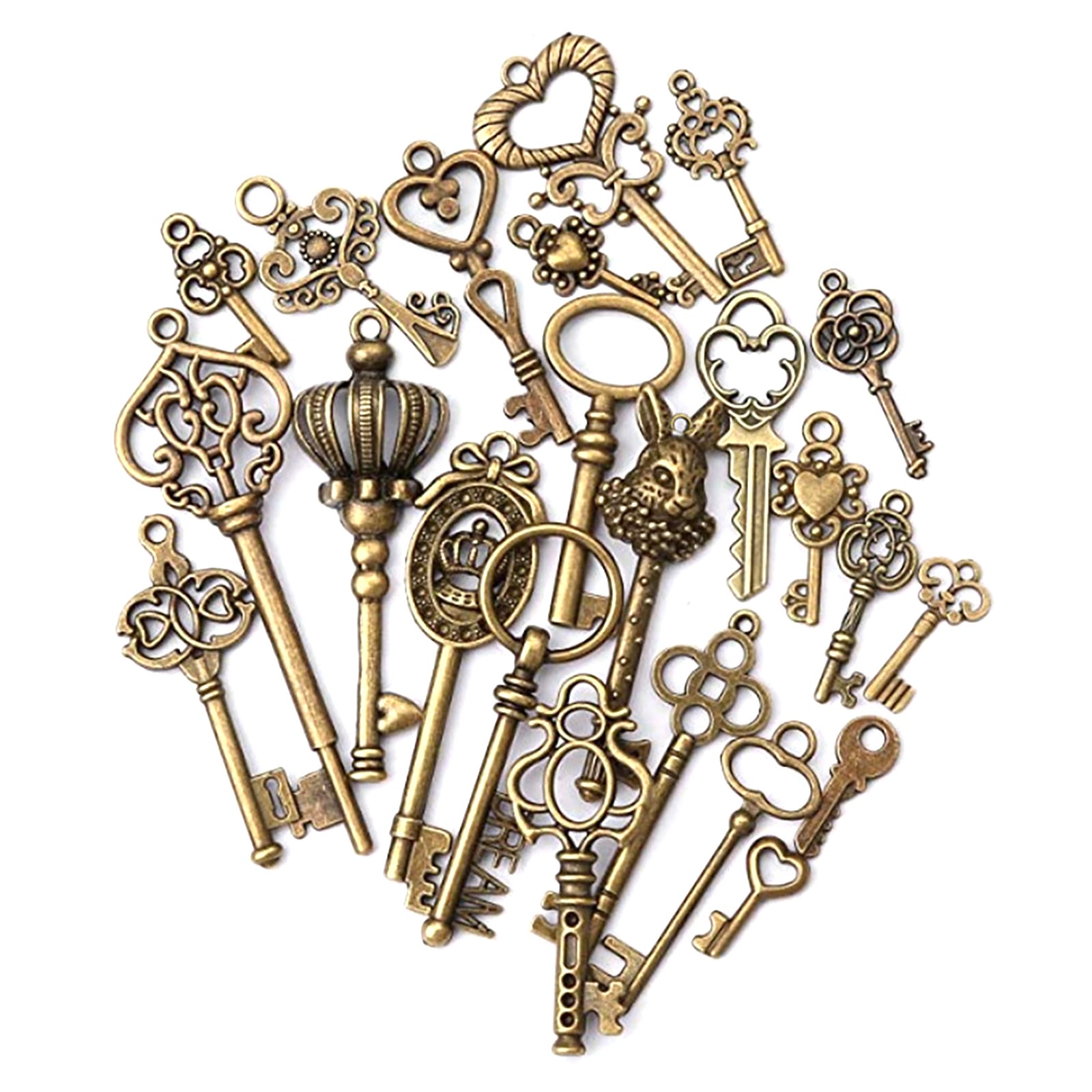Wholesale Old Vintage Antique Skeleton Keys Large Small Necklace Pendant Bronze