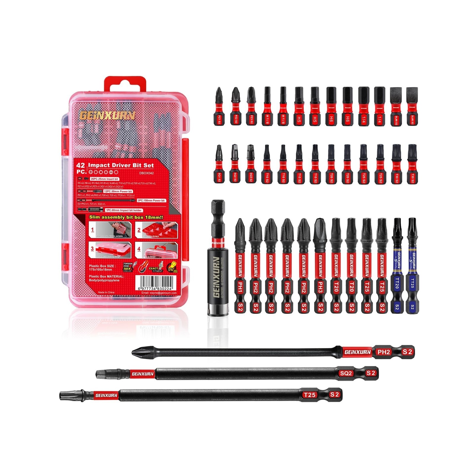 42pieces Screwdriver Bits Set, Impact Magnetic S2 Steel Multi Insert Power Bi…