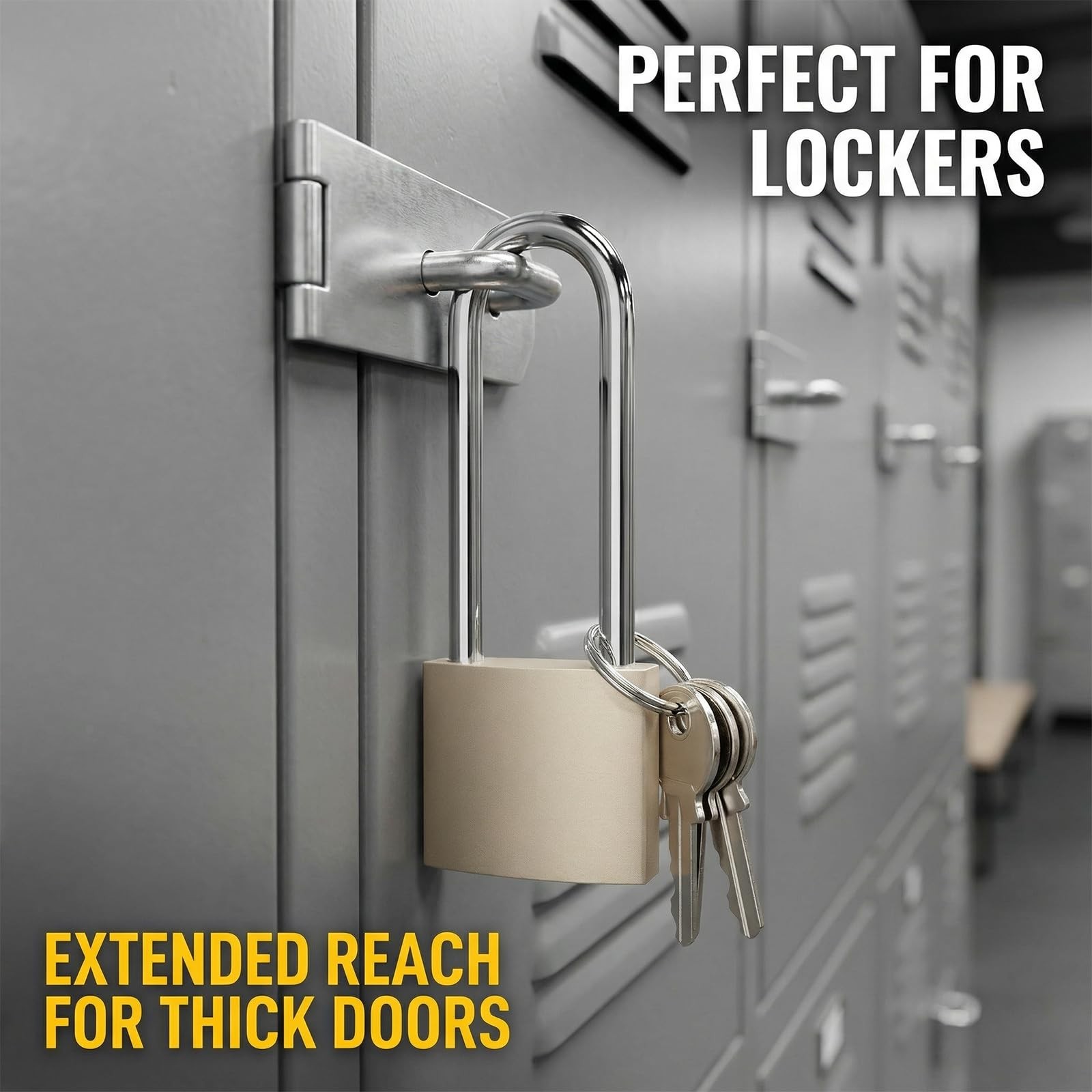 4 Pcs Silver Padlock with Keys, 3.4 Inch Long Keyed Padlocks, Shackle Pad Loc…