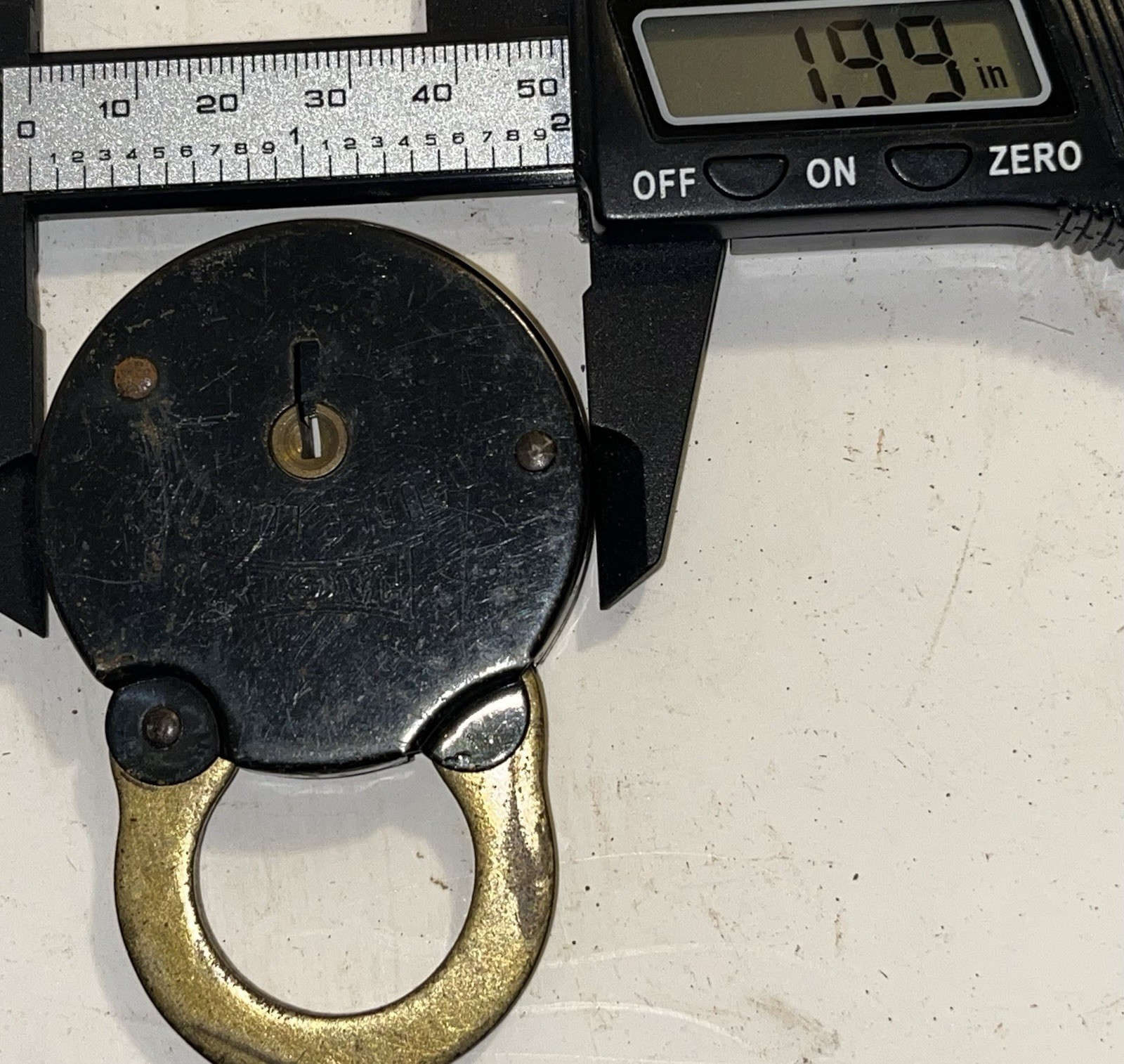 Pair of Antique Eagle Brass & Japaned Steel Locking Padlock Working with One Key
