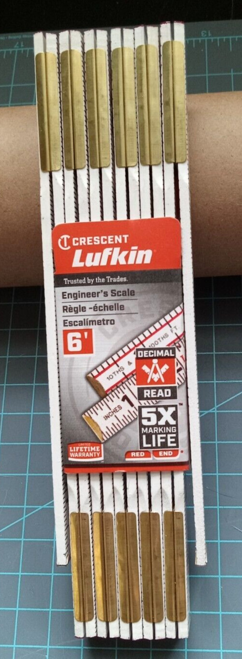 Crescent Lufkin Folding Wood Rule Red End Modular Spacing 6 Foot engineers scale