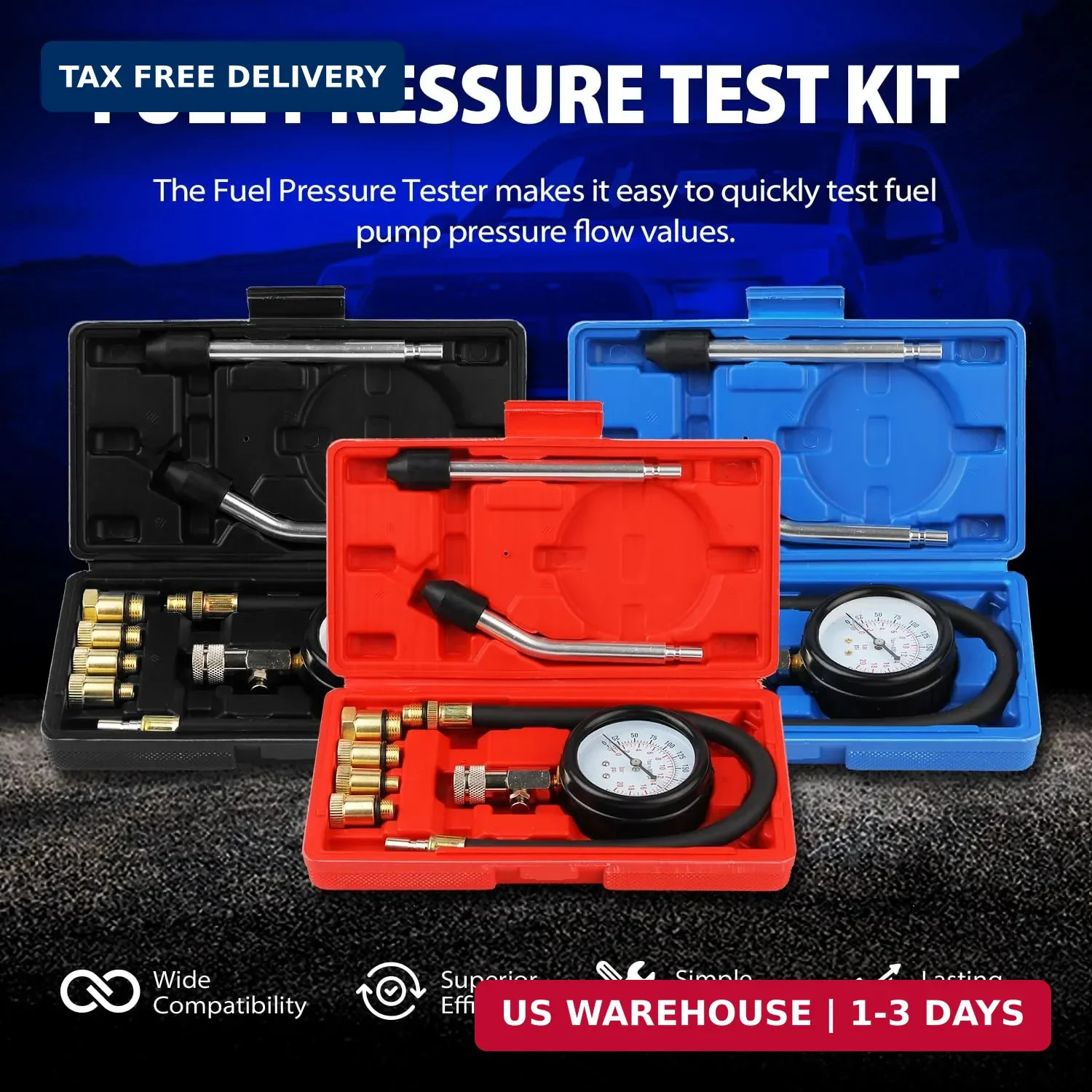 Compression Tester, 8pcs Engine Compression Tester kit Professional Petrol Gas E