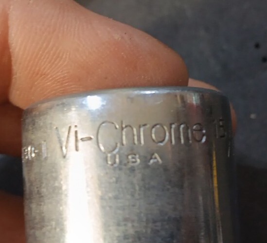 Vintage Vi-Chrome USA 1/2″ Dr. 12pt 3 Socket Lot. 1-1/16″, 15/16″, 7/8″