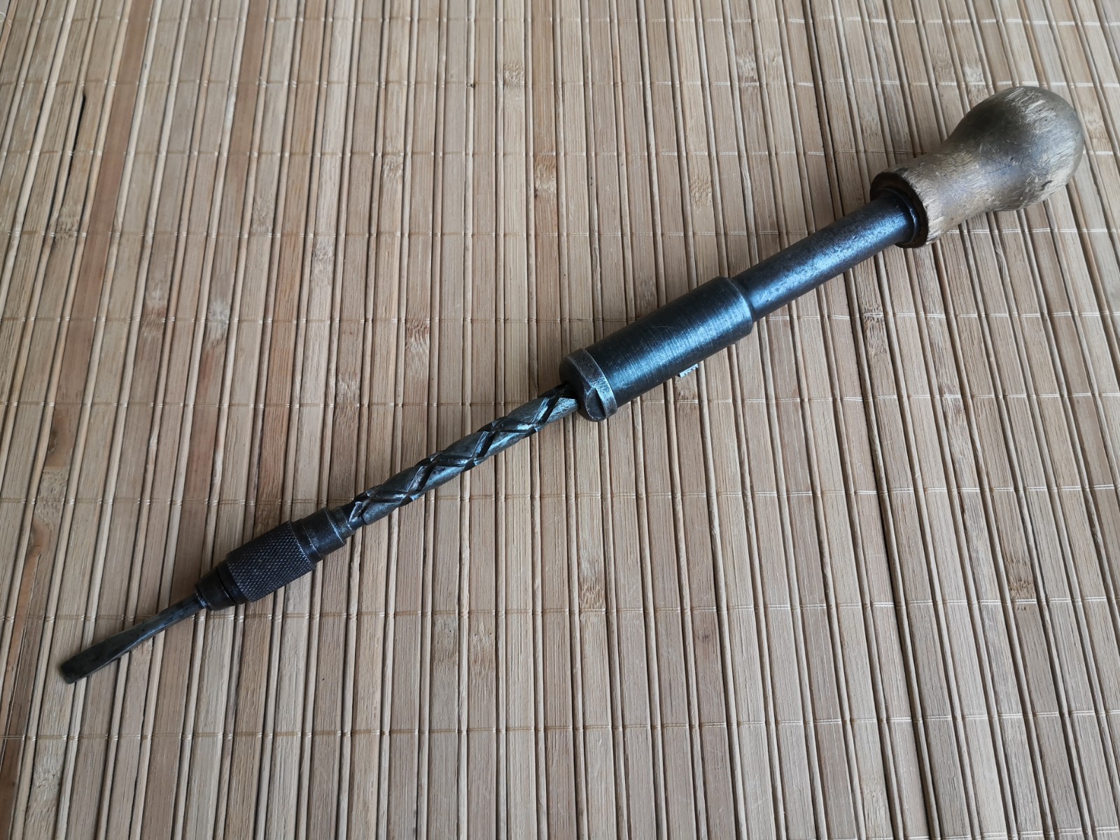 Vintage Soviet screwdriver with a spiral ratchet mechanism, made in USSR 40-50s.