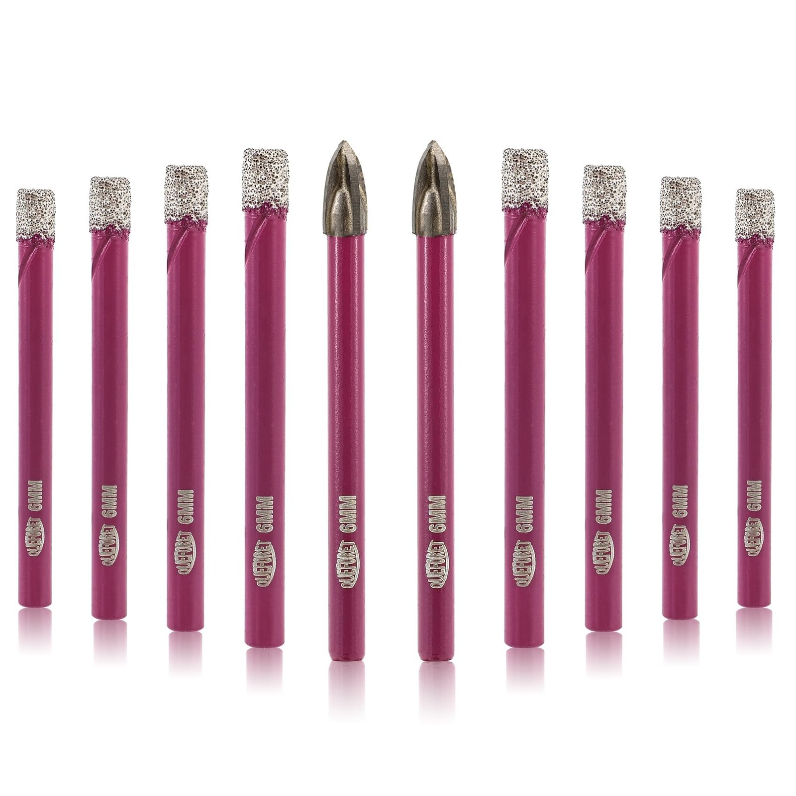 Diamond Drill Bits Set 10pcs – 8pcs 1/4 Inch (6mm) Dry Hole Saw, 2pcs 1/4 Inc…