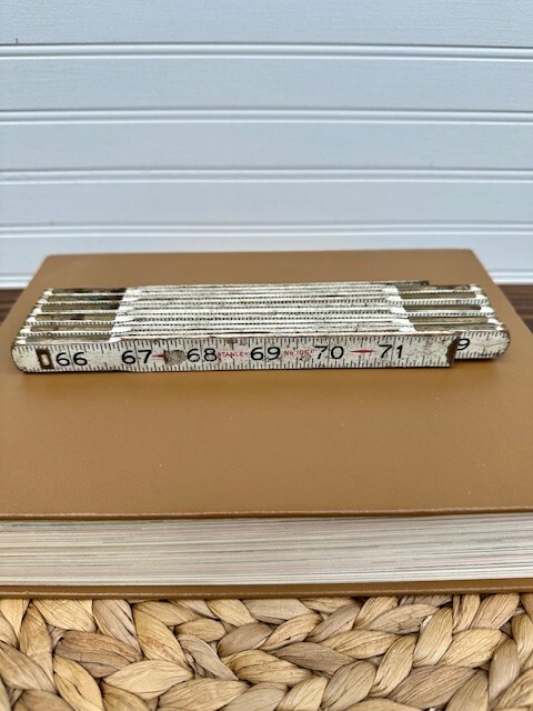 Stanley No. 106F 72″ Wooden Folding Extension Ruler Green End Vintage