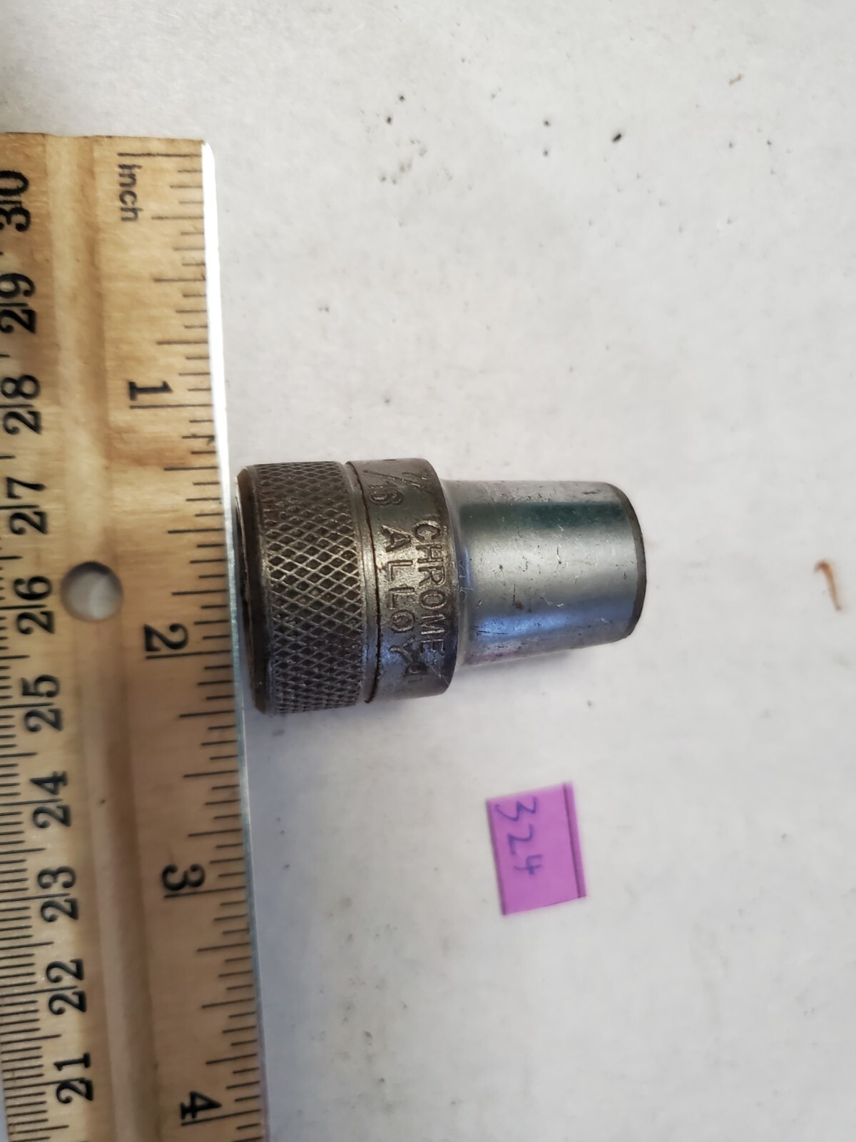 Vintage Chrome Alloy 7/16″ X 1/2″ Socket Knurled Base Pre SK Brazil Tool USA