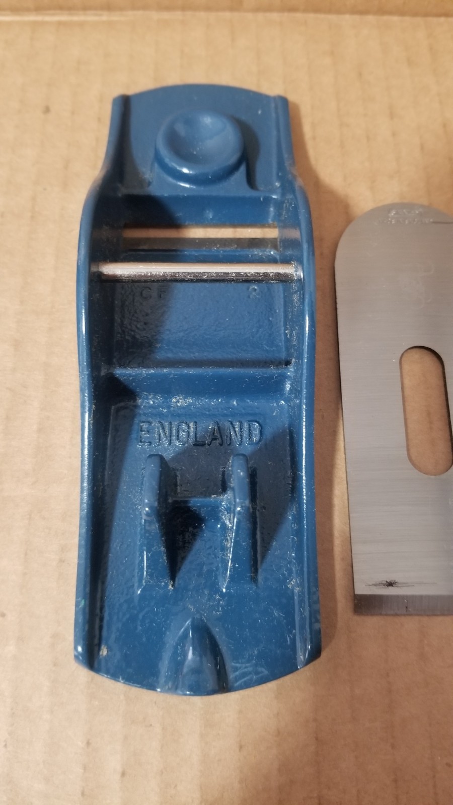 Vintage Stanley G12 247 Red & Blue Block Plane Made in England Working VGC