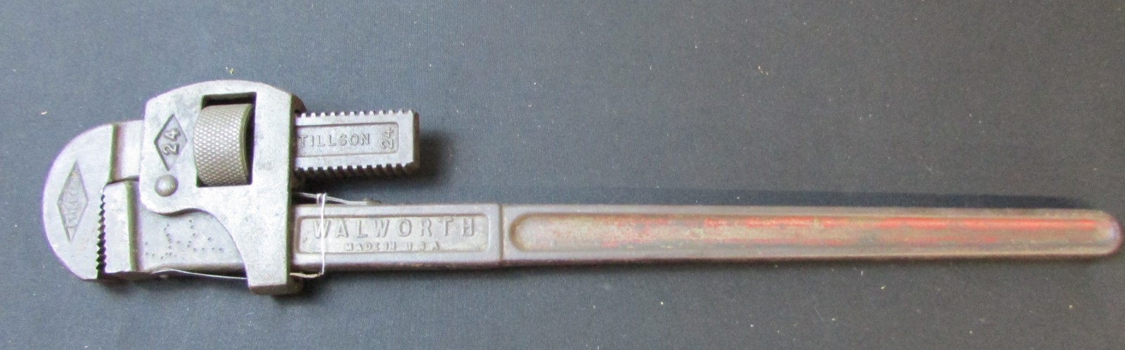 Vtg Walworth Mfg Co Genuine Stillson Monkey Pipe Wrench Mark 24 Boston USA D6