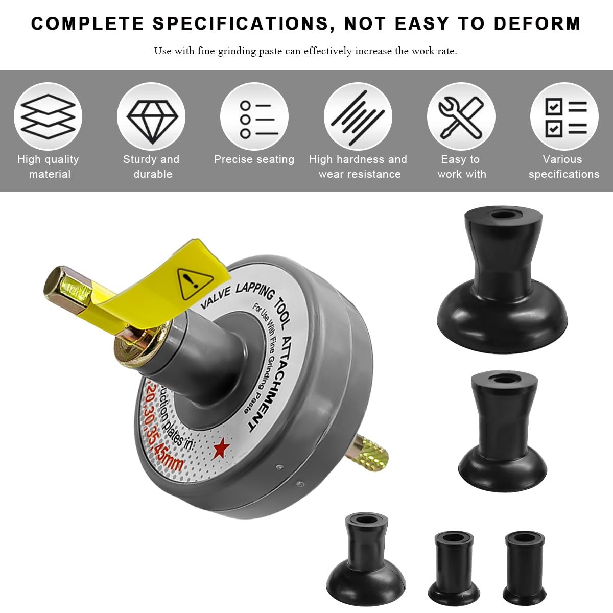 Valve Lapping Tool, Small Engine Valve Lapping Kit with 5 Suction Plates, 1000rp