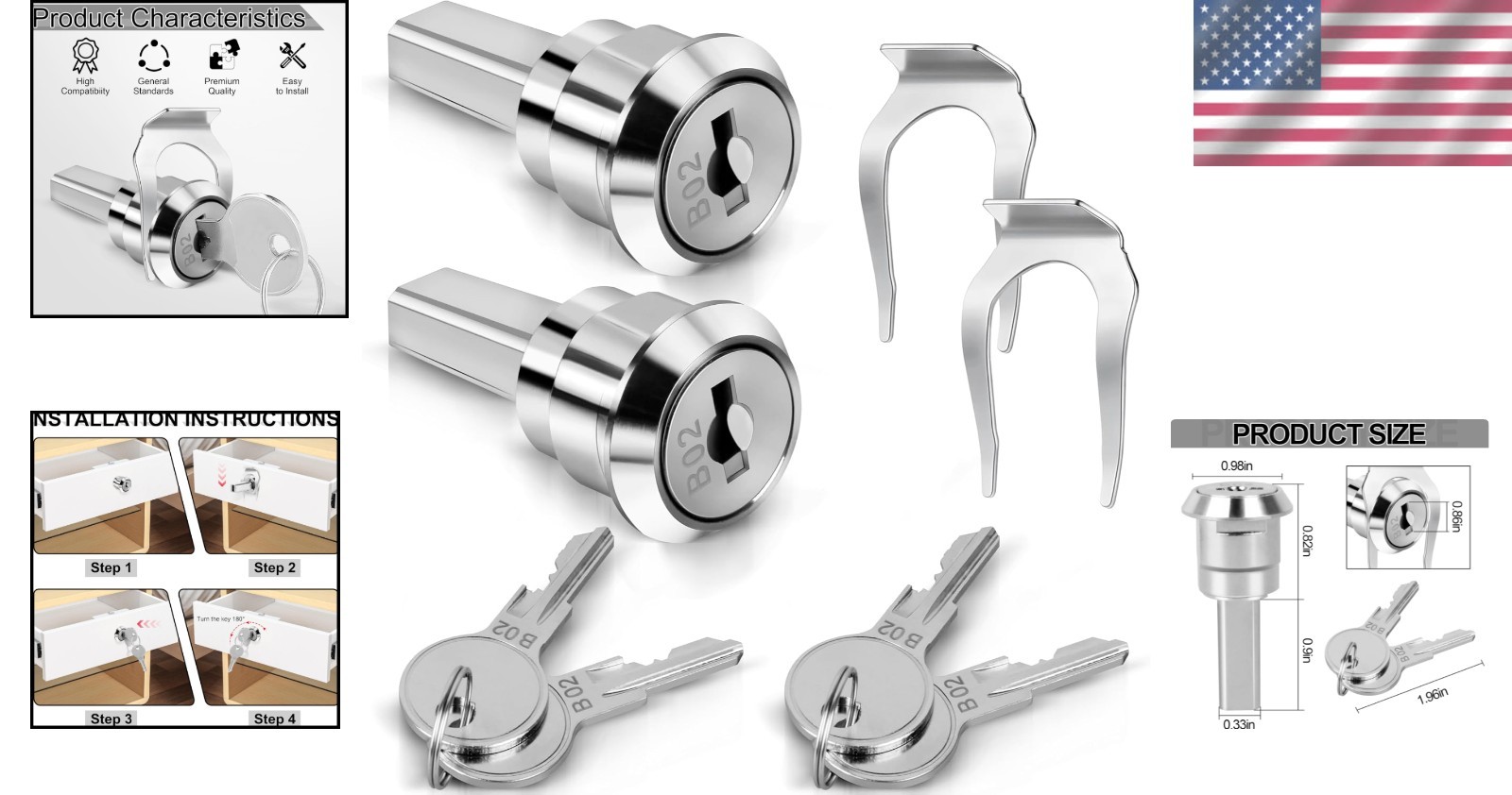 Durable 2 Pack Toolbox Locks with Keys – Easy DIY Installation & Versatility