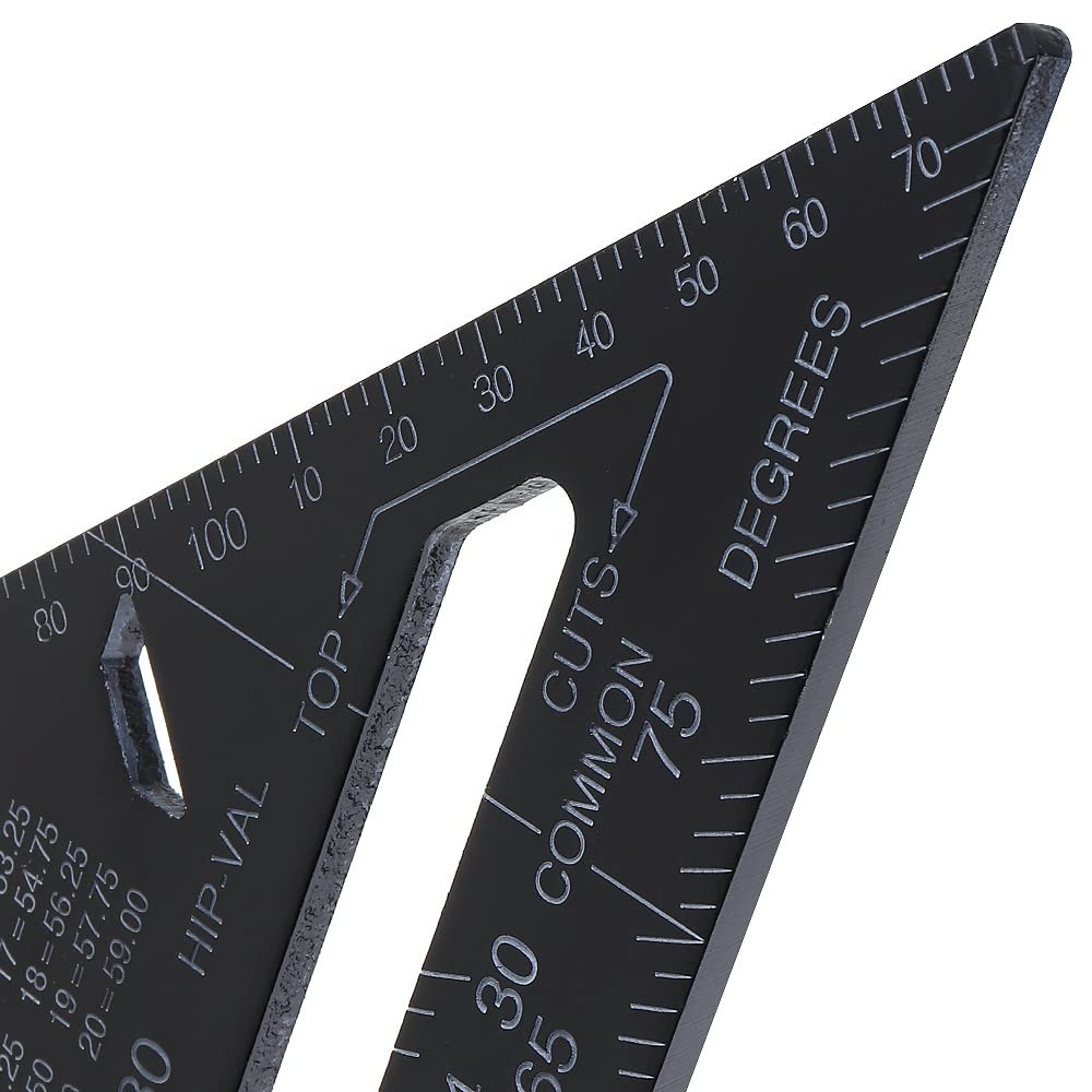 Smgda 7 inch Rafter Square Aluminum Alloy Angle Ruler 90/45 Degrees Black