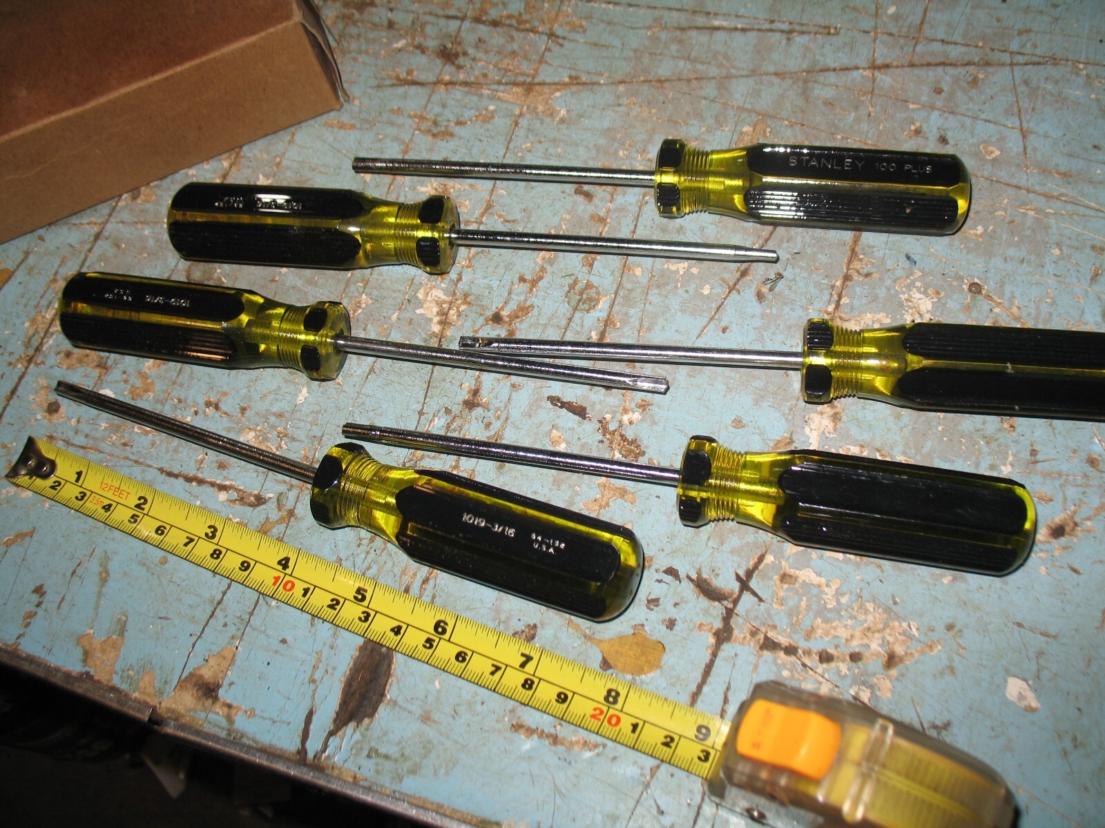 VTG NOS LOT OF 6 STANLEY 100 PLUS CLUTCH HEAD SCREWDRIVER 1019 3/16 & BOX 64-152