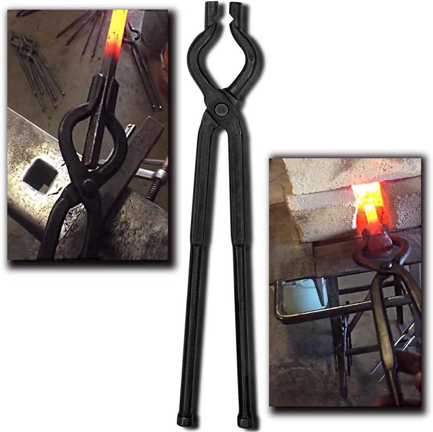 17” V-Bit Bolt Tongs & Blacksmith Hammer Kit 1.5KG (3.3LB) Knifemaking Tools Set