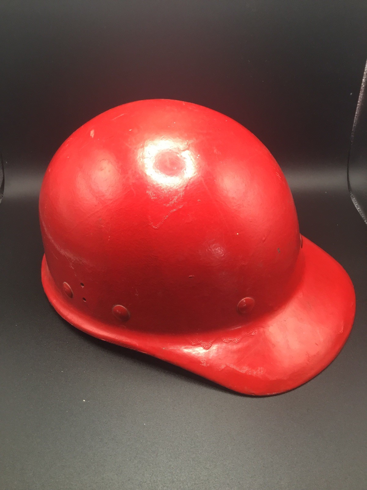 Vintage 1950s hardhat made of fiberglass and metal adjust to fit 6 5/8 to 8 inch
