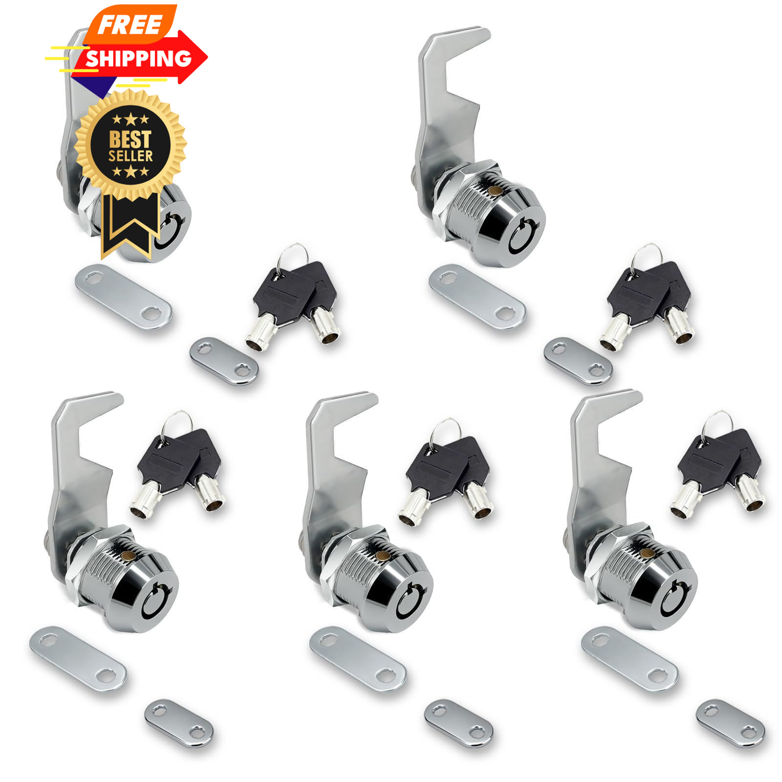 1Pack Toolbox Lock with Keys 5/8 Inch Cabinet Locks Keyed Alike Tubular Black