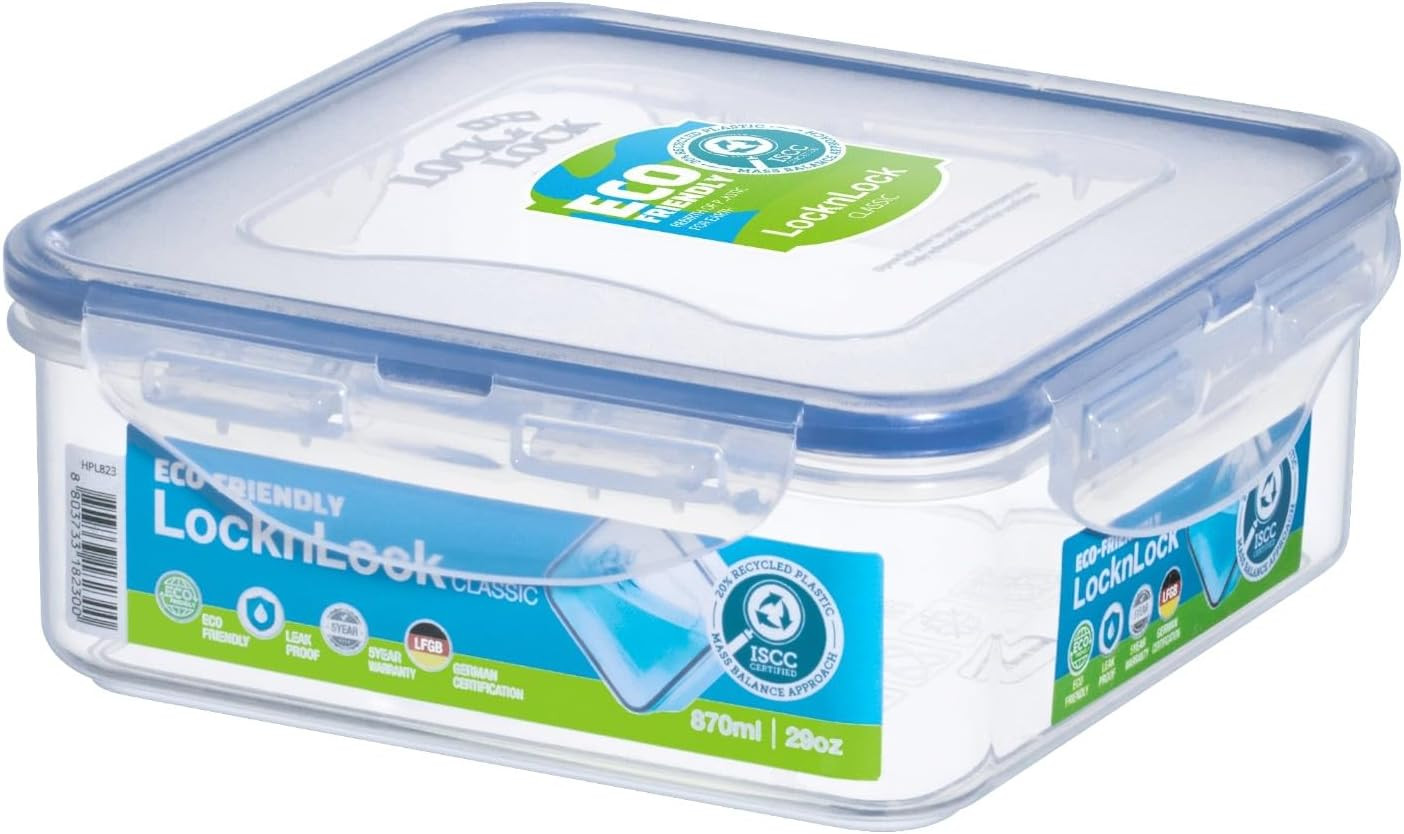 LOCK & LOCK Easy Essentials Food Storage Lids/Airtight Containers, BPA Free, Squ