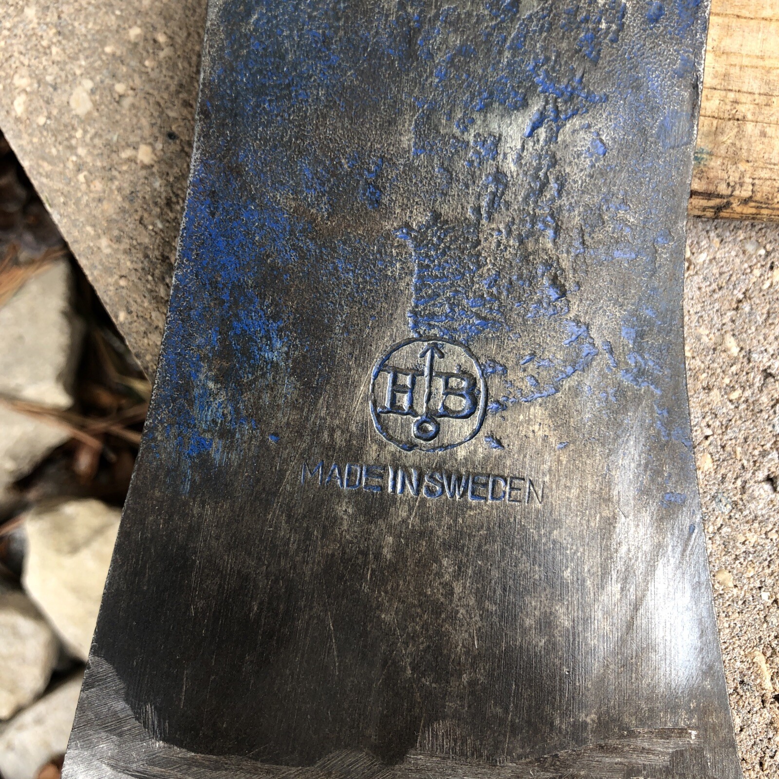 Vintage HB Sweden Hults Bruk Axe Head Camping Tool Marked 0.7 / 1 1/2: 2