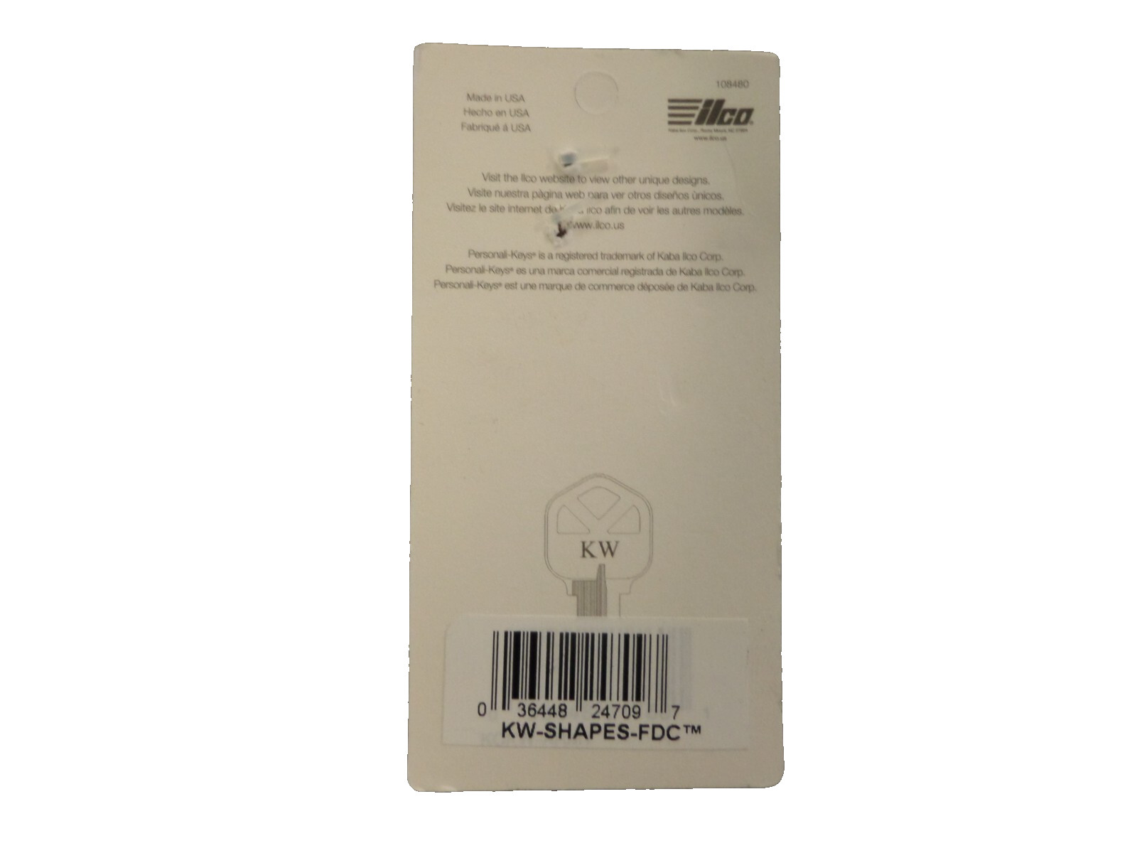 FDC SHAPE KWIKSET KW HOUSE KEY BLANK ILCO PERSONALI-KEY