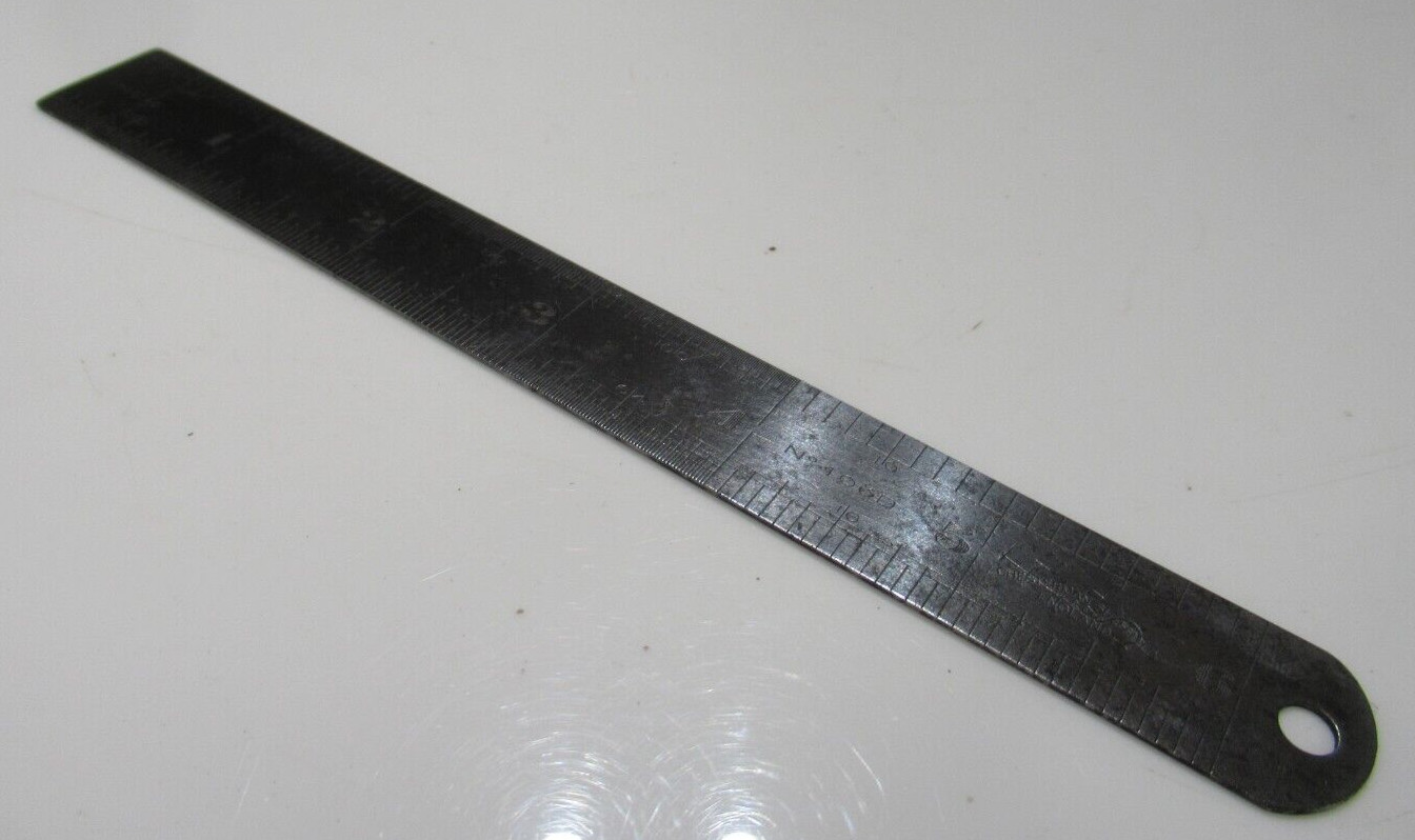 Superb Vintage Chesterman No 403D 6″ Steel Rule Imperial Graduations Both Sides