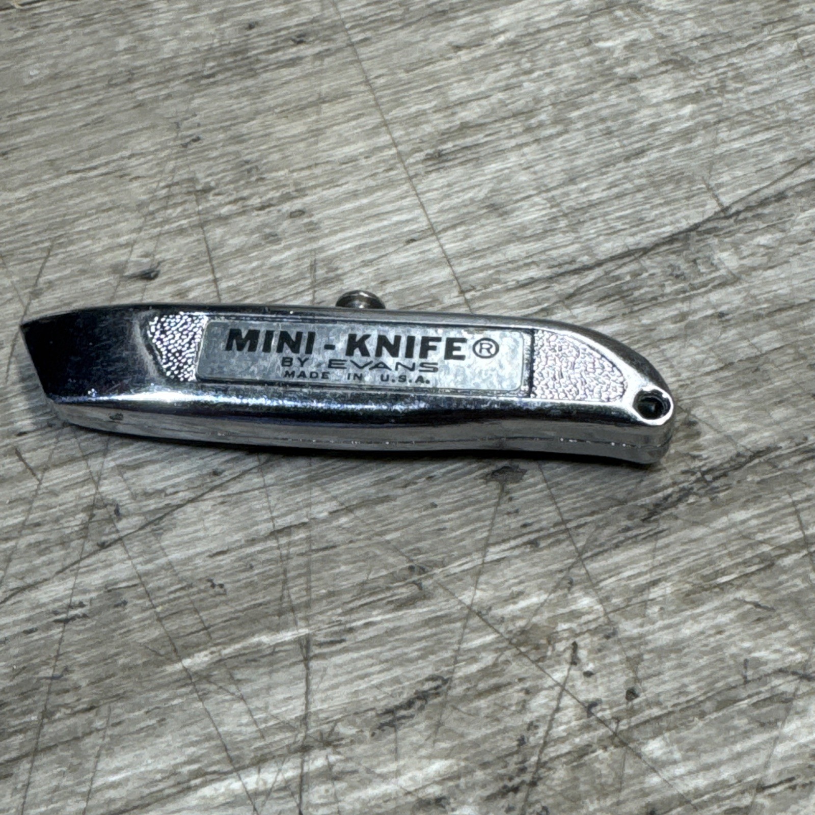 Vtg Evans Precision Mini Pocket Utility Knife Box Cutter Key Chain Promo USA 3″