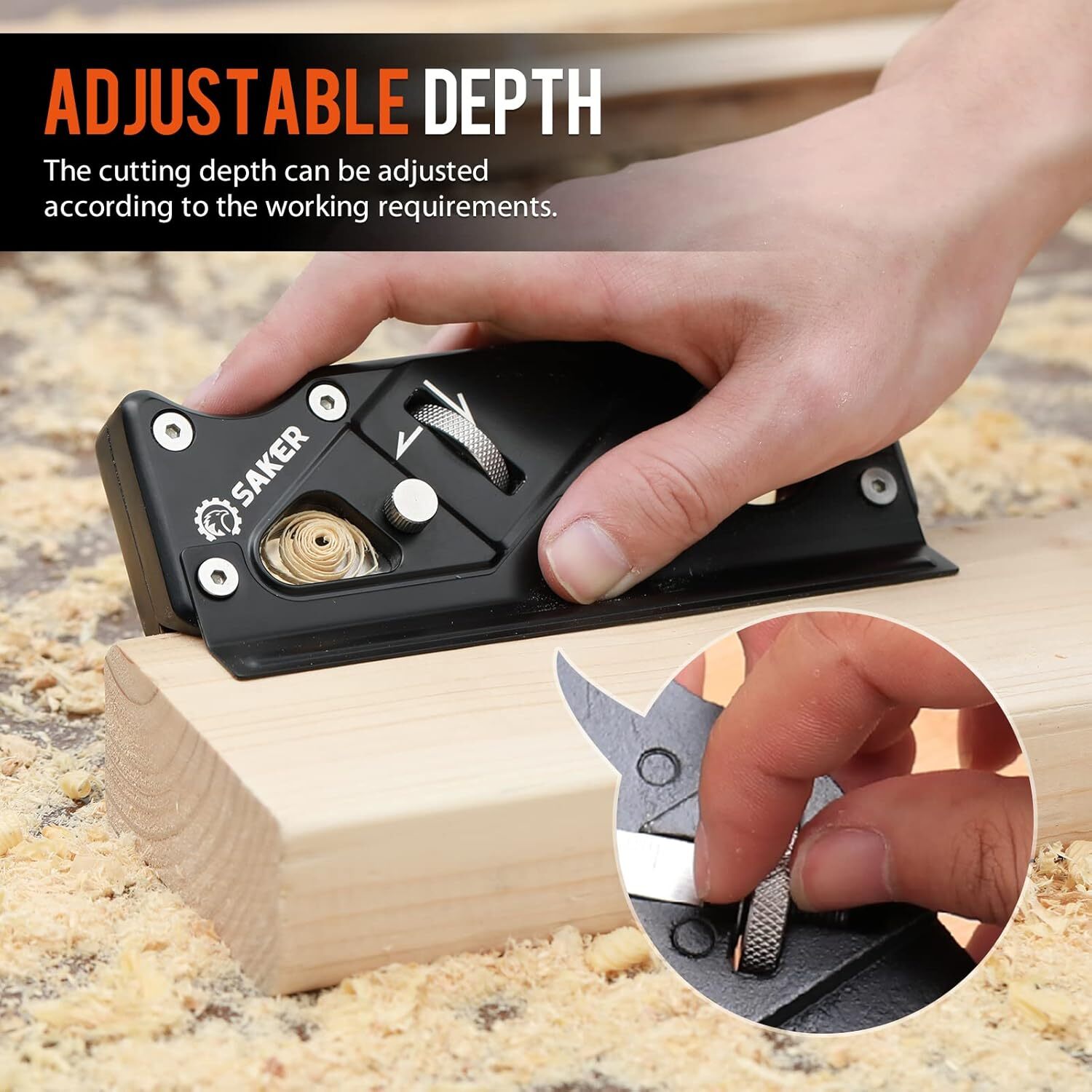 Saker Chamfer Plane 6 Cutter Heads Adjustable Depth Easy Operation Wood Trimming