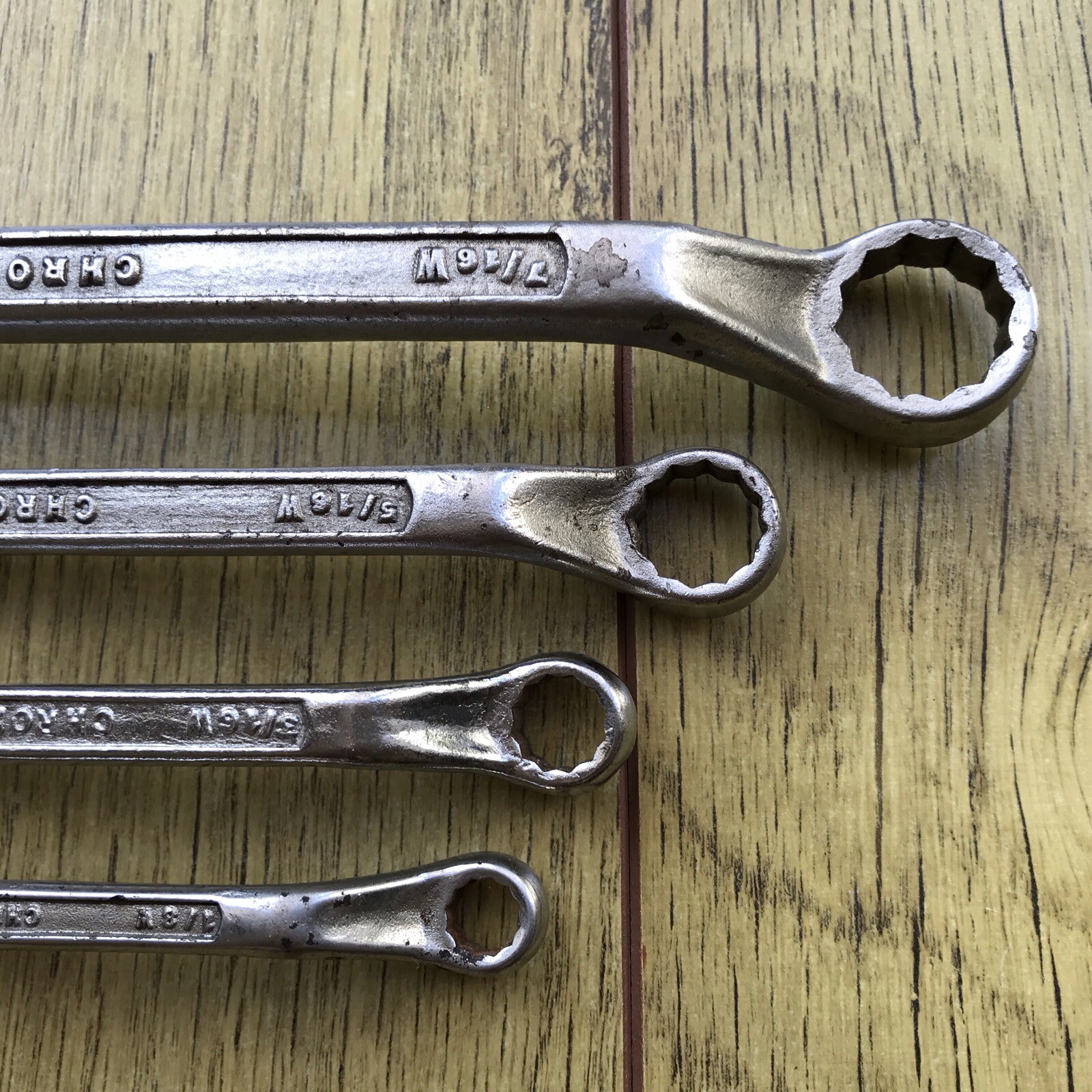 4 Vintage 1960s Gordon Tools Whitworth Ring Spanners 1/2” To 1/8″W.