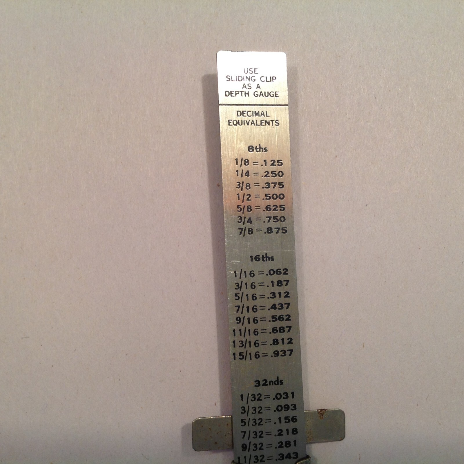 Vintage Edgcomb Steel Company Pocket Clip Slide Ruler Depth Gauge Executive Tool