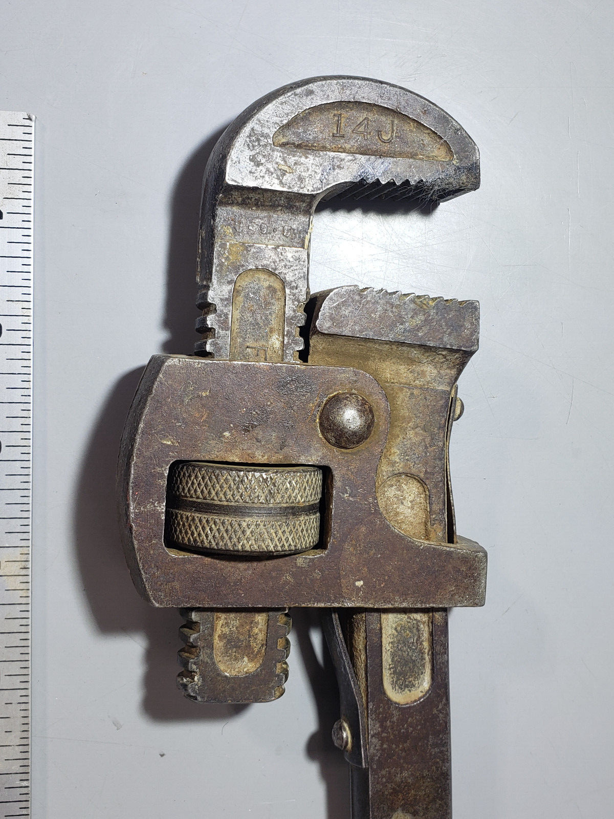 Vintage 14″ Monkey Wrench Pipe Wrench 4114 Penens Corp Chicago Drop Forged Steel