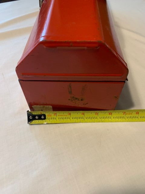 Vintage NAPA New Britain Metal Tombstone Style Tool Box with Socket Tray 6x6x20