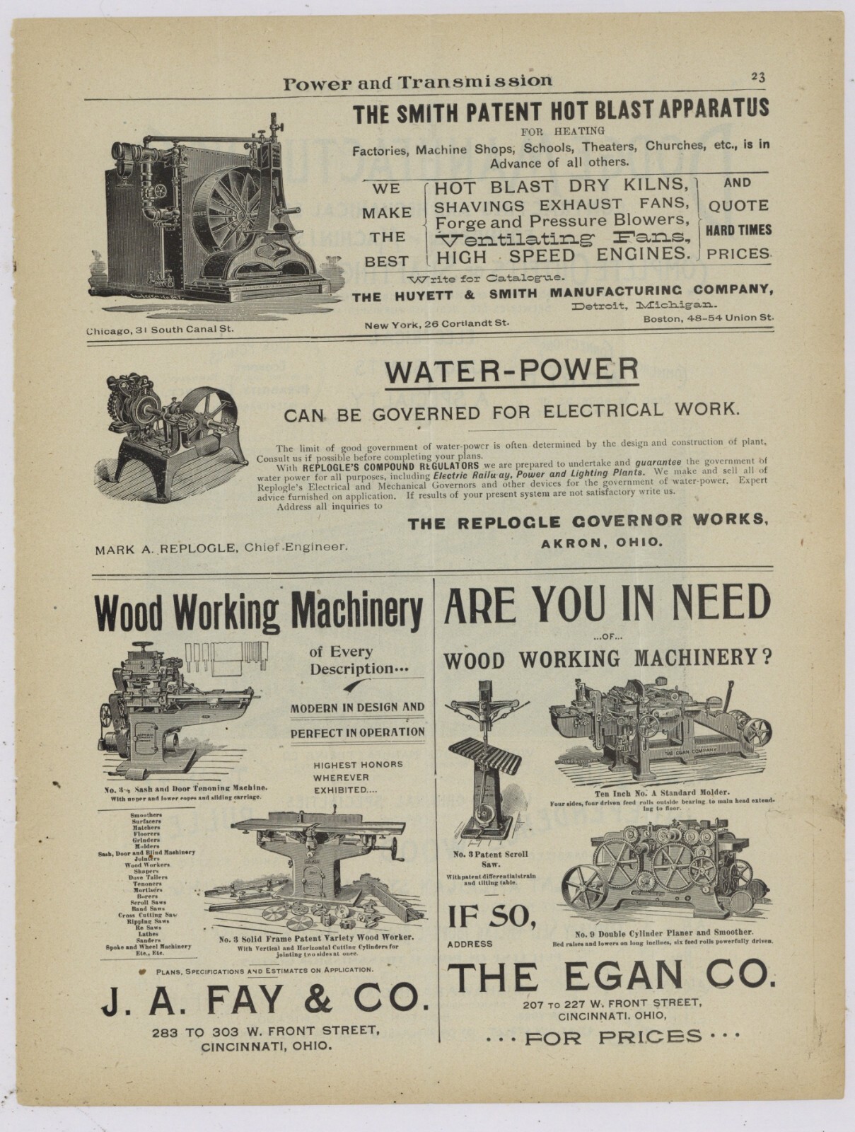 1910 J.A. Fay Co. Ad: Wood Working Machinery, Tenoning Machine – Cincinnati OhiO