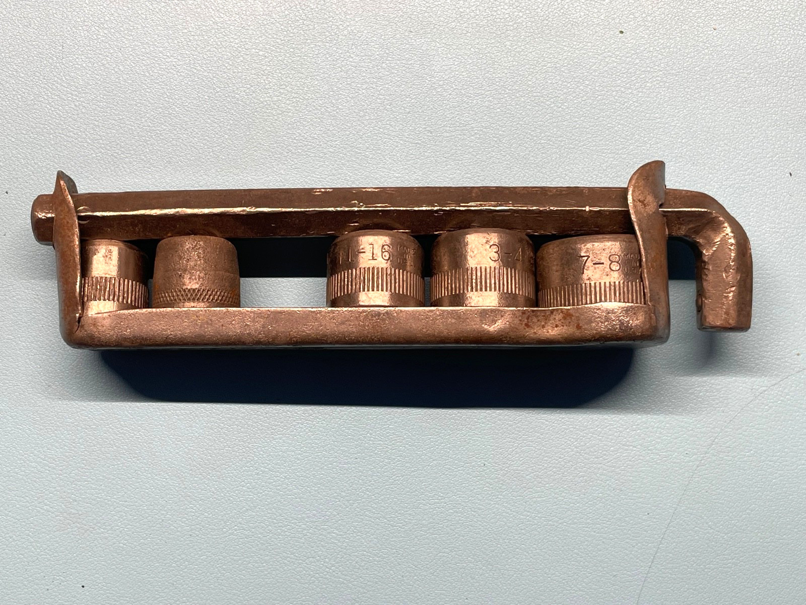 Vintage 1/2″ Hex L-shape New Britain Machine Co Socket Set-Missing 7/16 socket