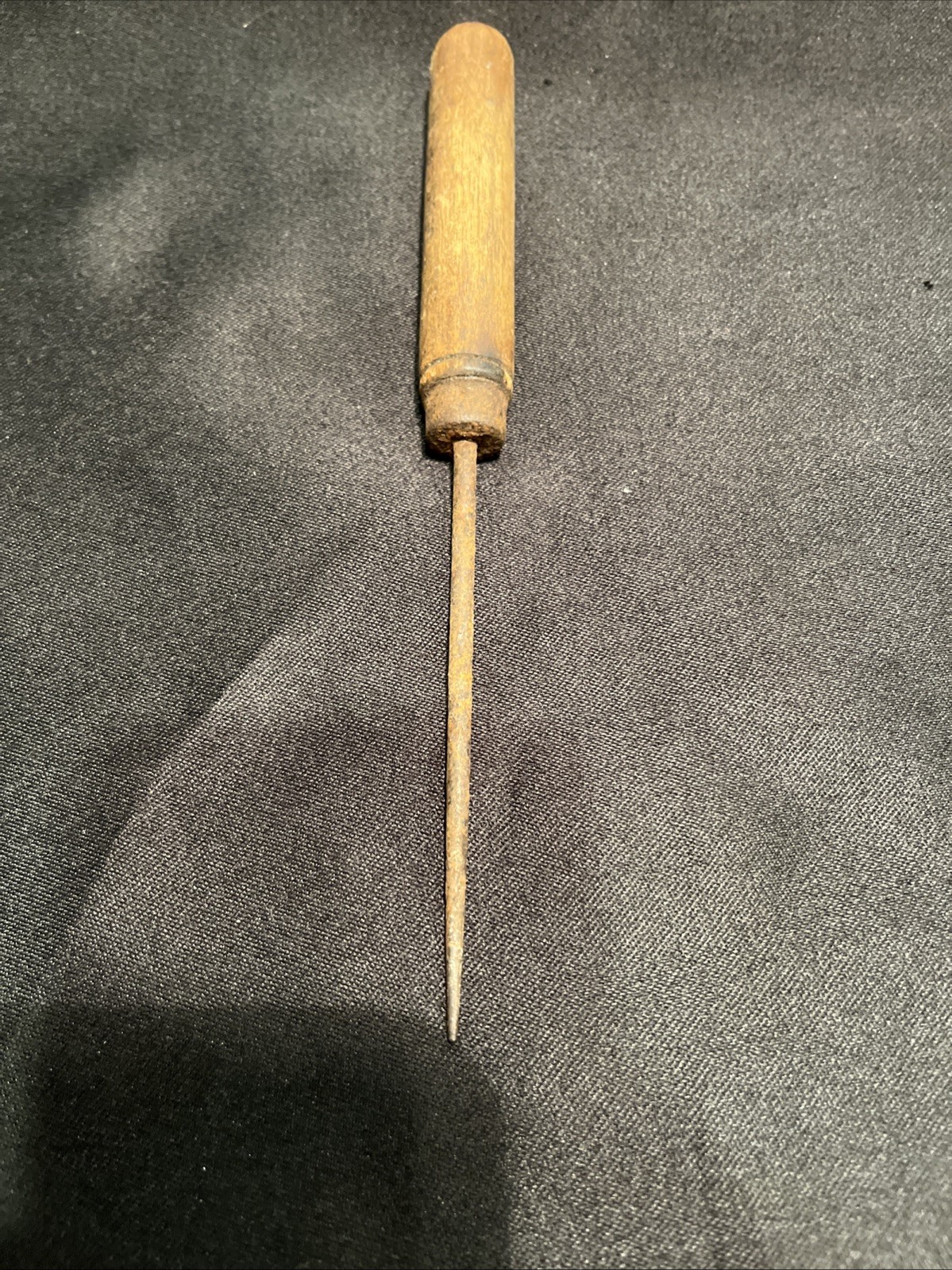 Vintage 1920s Wooden Handle Steel Ice Pick or Leather Punch 8 Inches Decor