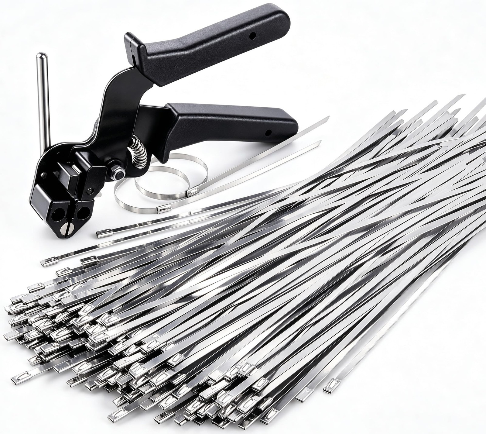 Sinlon Cable Tie Gun Kit with 150Pcs 11.8″ 304 Stainless Steel Ties | Heavy D…