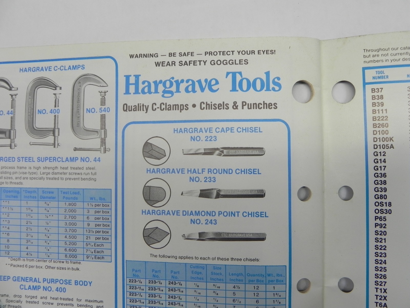 VINTAGE 1980S KEN TOOL COLUMBIAN VICE WARREN HARGRAVE PARTS CATALOG