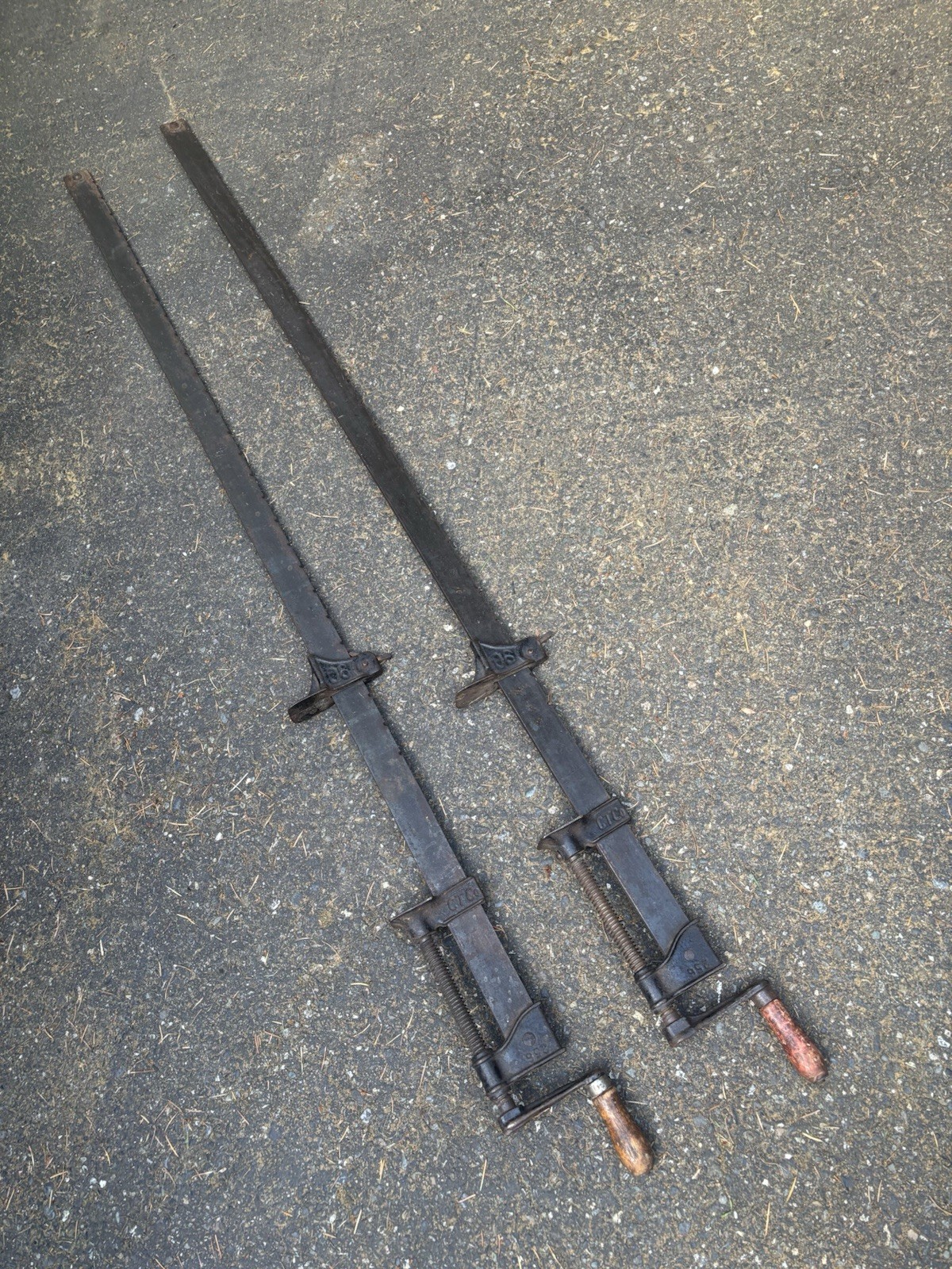 2 Vintage Bar Clamp CT. MFG Co USA 48 Inch Furniture / Woodworking Clamps V Nice