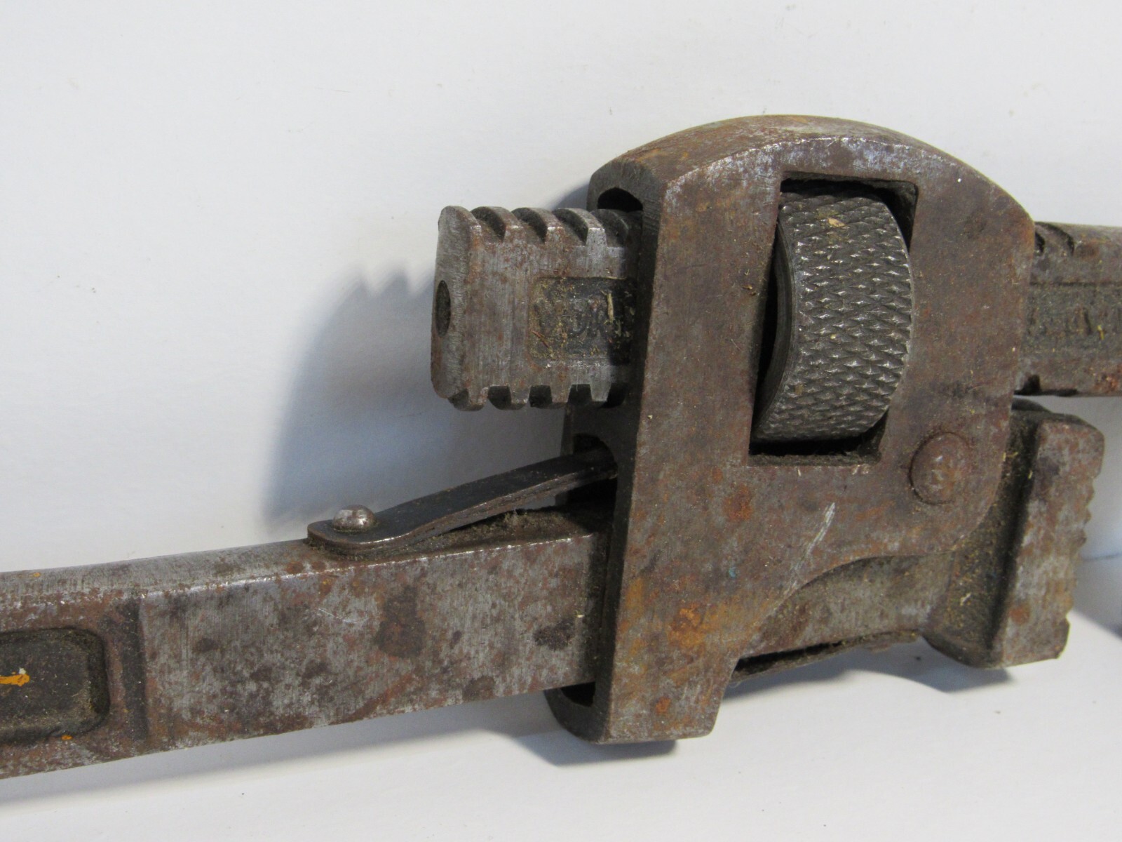 Vintage GTD # 14 Adjustable Wood Handle Pipe Wrench USA M7