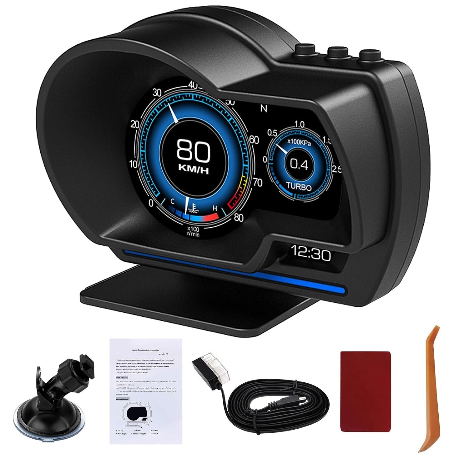 Speedometer for Car with GPS Dual System, Water TEM, Volt, Mileage, Overspeed…