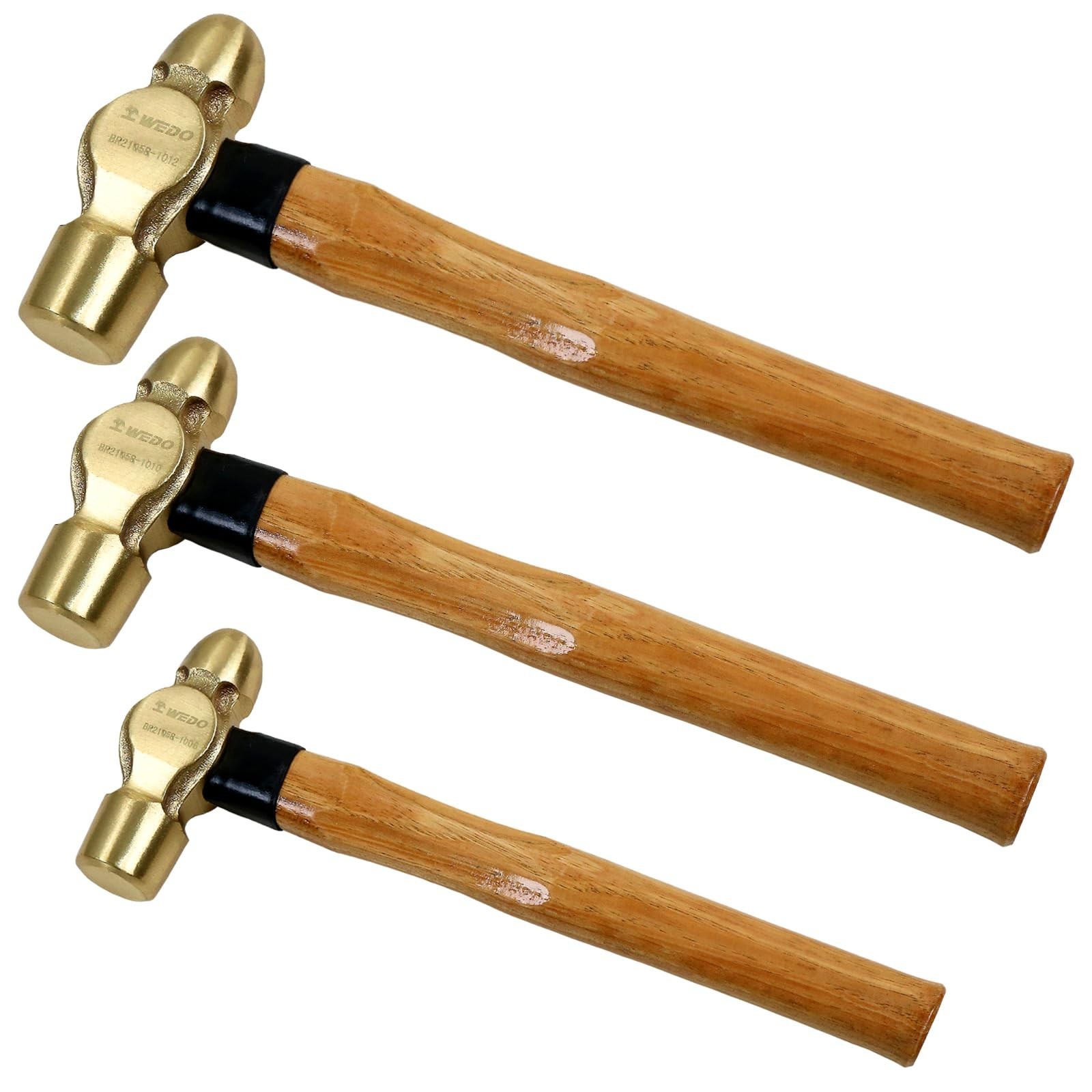 WEDO 3PCS Brass Ball Peen Hammer Set, 16oz+32oz+40oz(1lb+2lb+2-1/2lb), Brass …