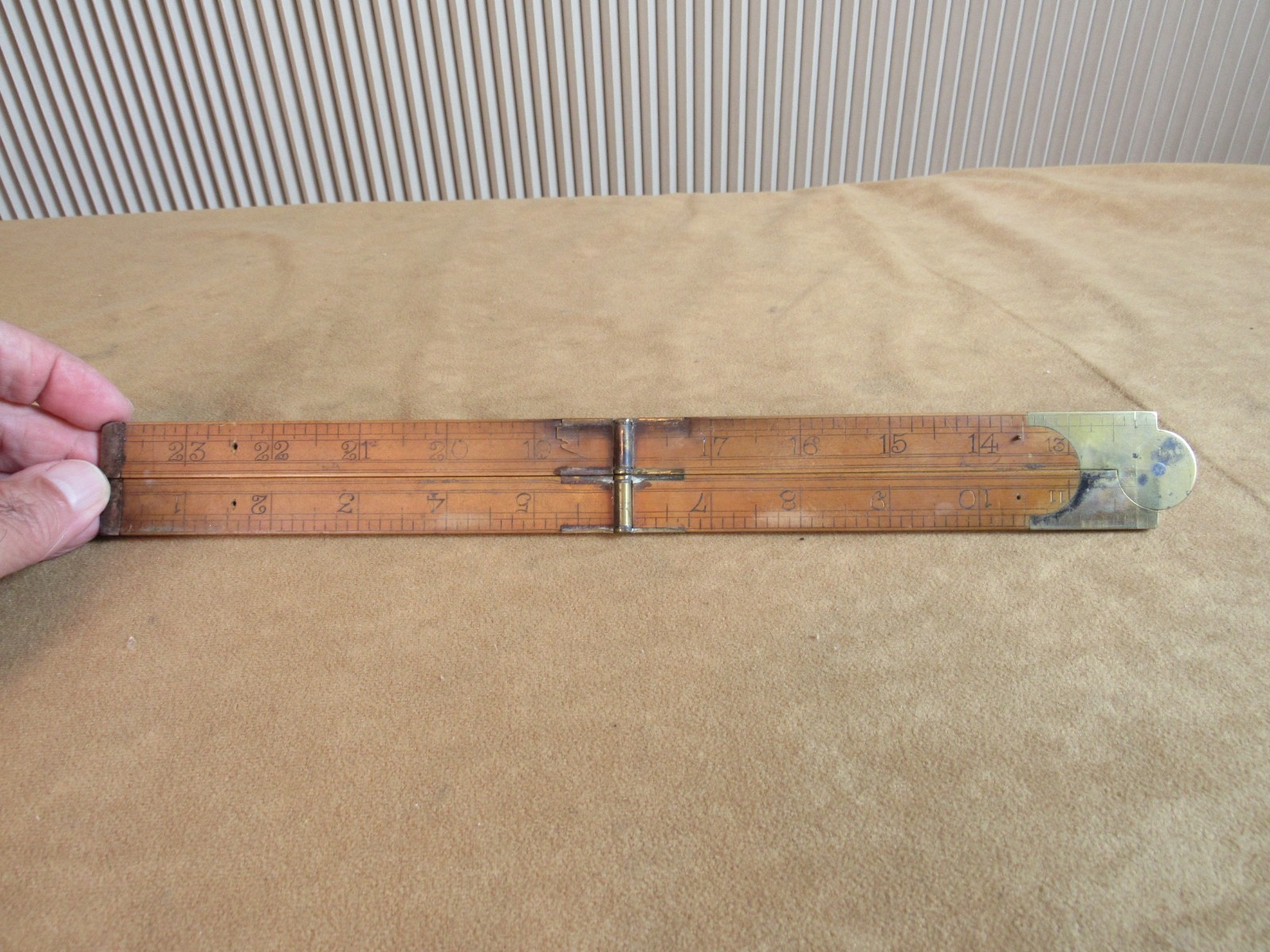 Antique J & G H Walker Boxwood Brass Folding Rule Civil War Era