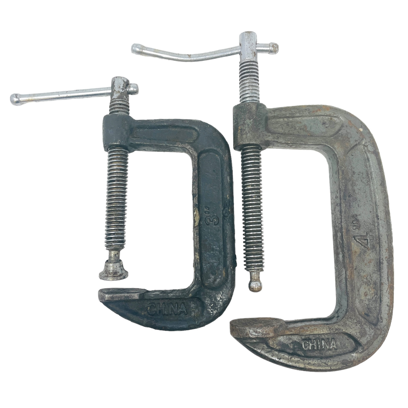 2 Pcs Vintage Drop Forged Heavy Duty Metal Handheld C-Clamp 3, 4 in Adjustable