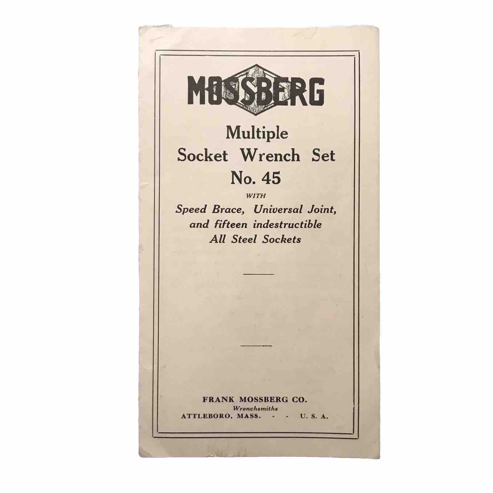Frank Mossberg Co.- Multiple Socket Wrench Set Pamphlet No.45 Attleboro MA