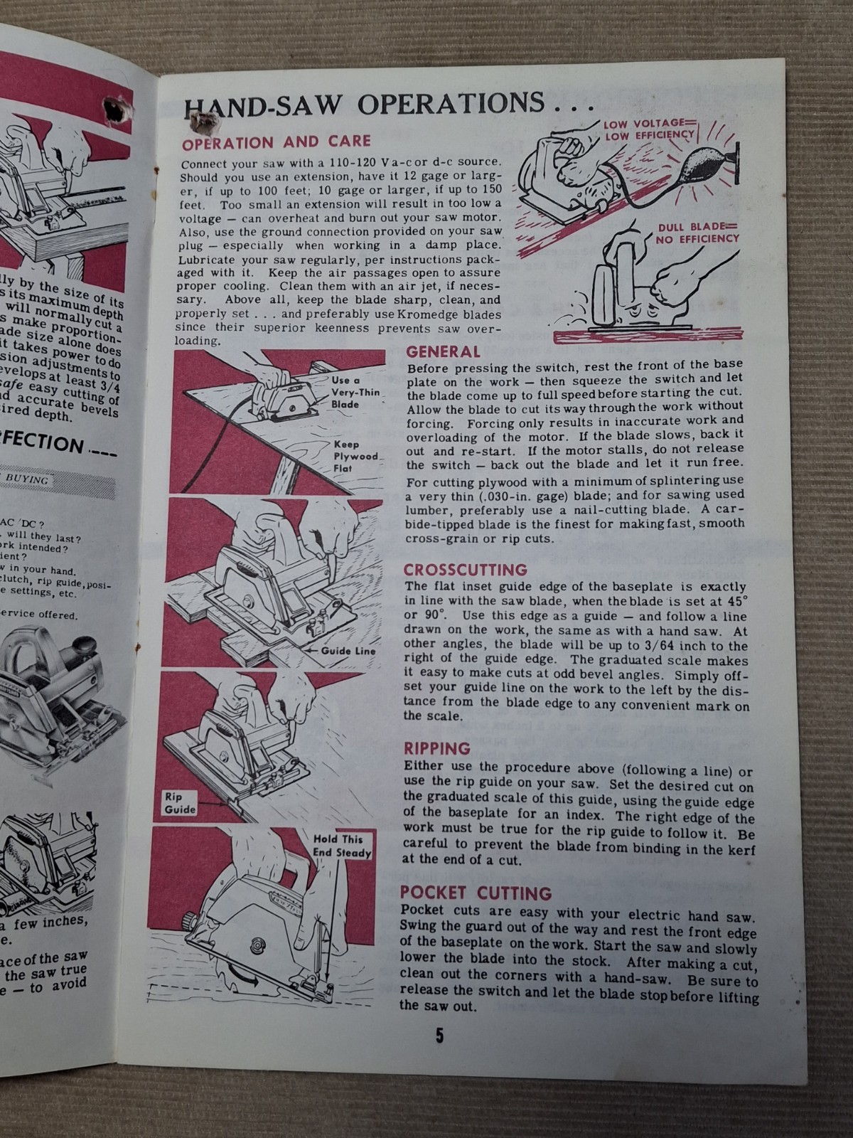 Vintage 1960 Craftsman Handbook POWERED HAND TOOLS Uses Completely Illustrated