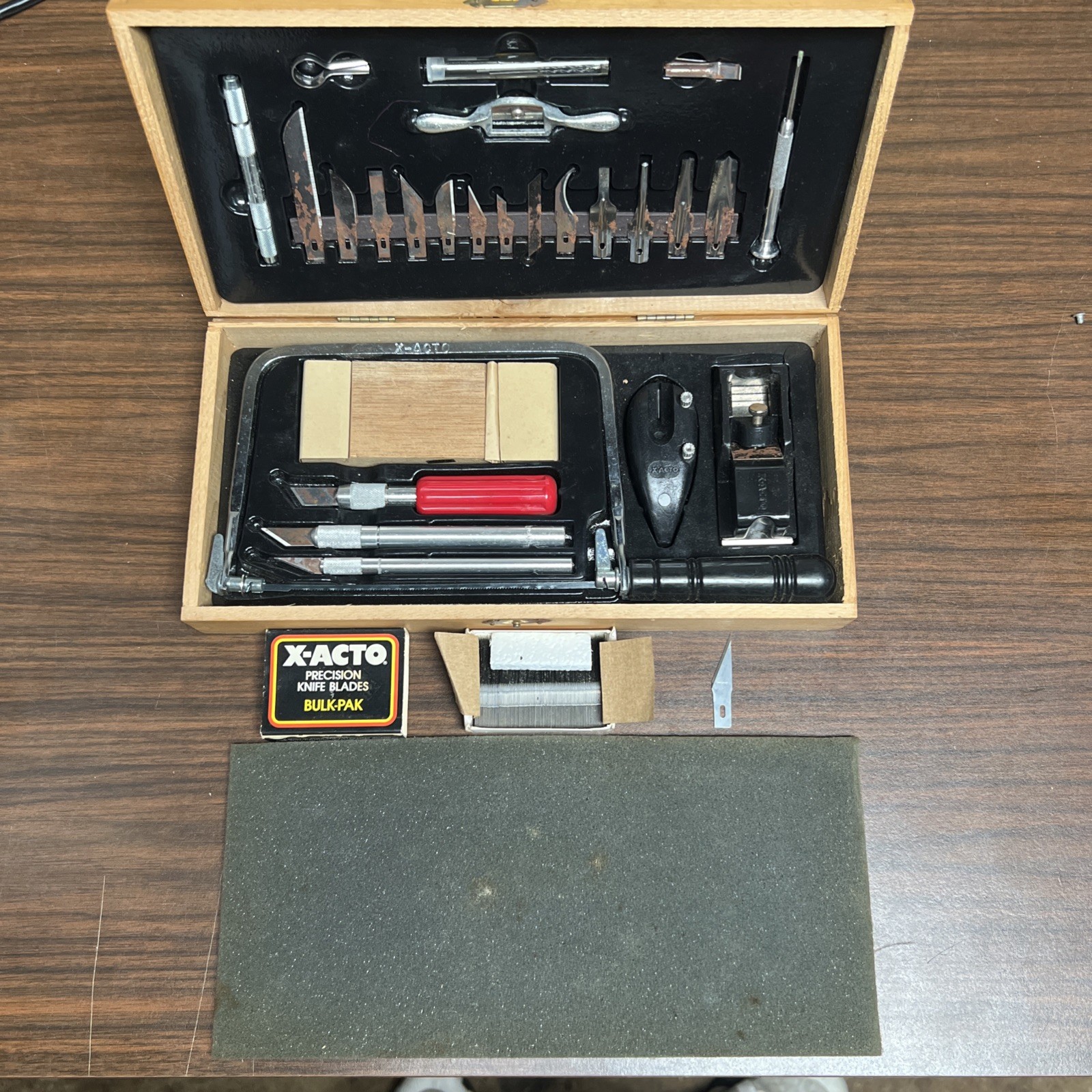 Complete Vintage X-Acto Deluxe Craft Tool Set in Wooden Box – w/ Bulk-Pak Blades