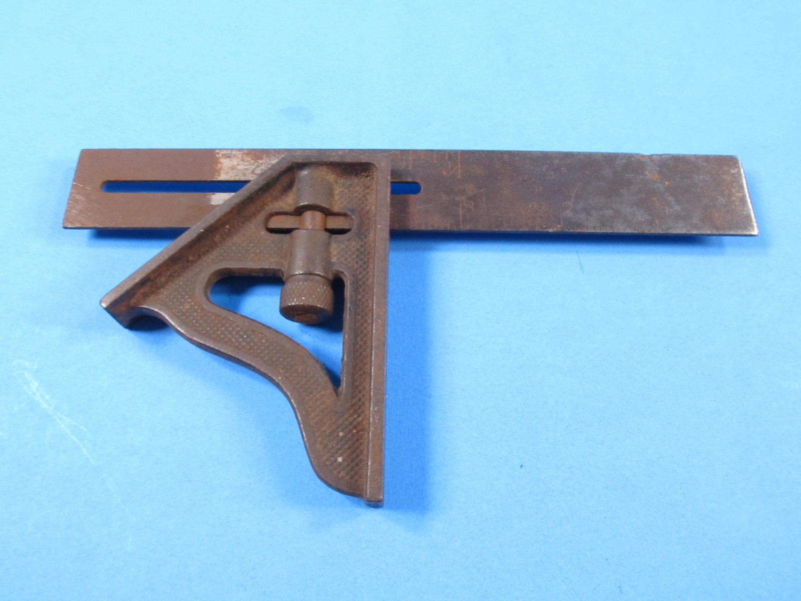 AS-IS lot 7 Stanley No 21 combination try miter squares 6″ 9″ 12″ & one 4 square