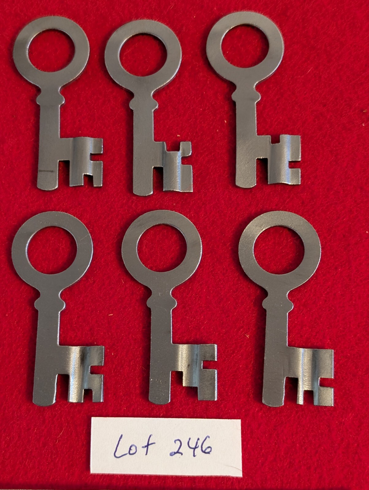 6 DIFFERENT VINTAGE 1870-1880’s SMOKEHOUSE PADLOCK KEYS, ANTIQUE LOCKS LOT #246