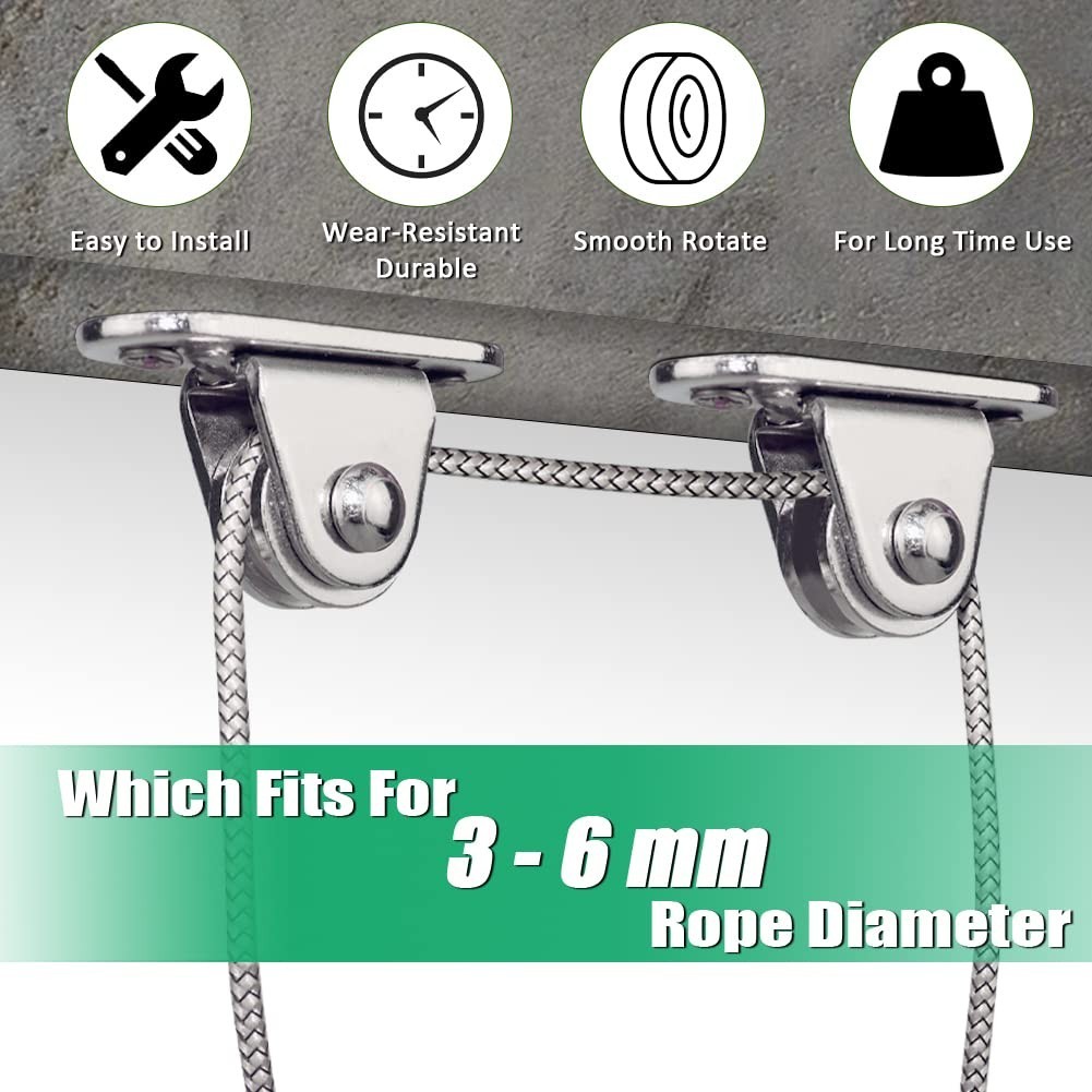 Small Pulley Block Silent Wall Ceiling Mount Pulley with Bearing Fixed Pulley…