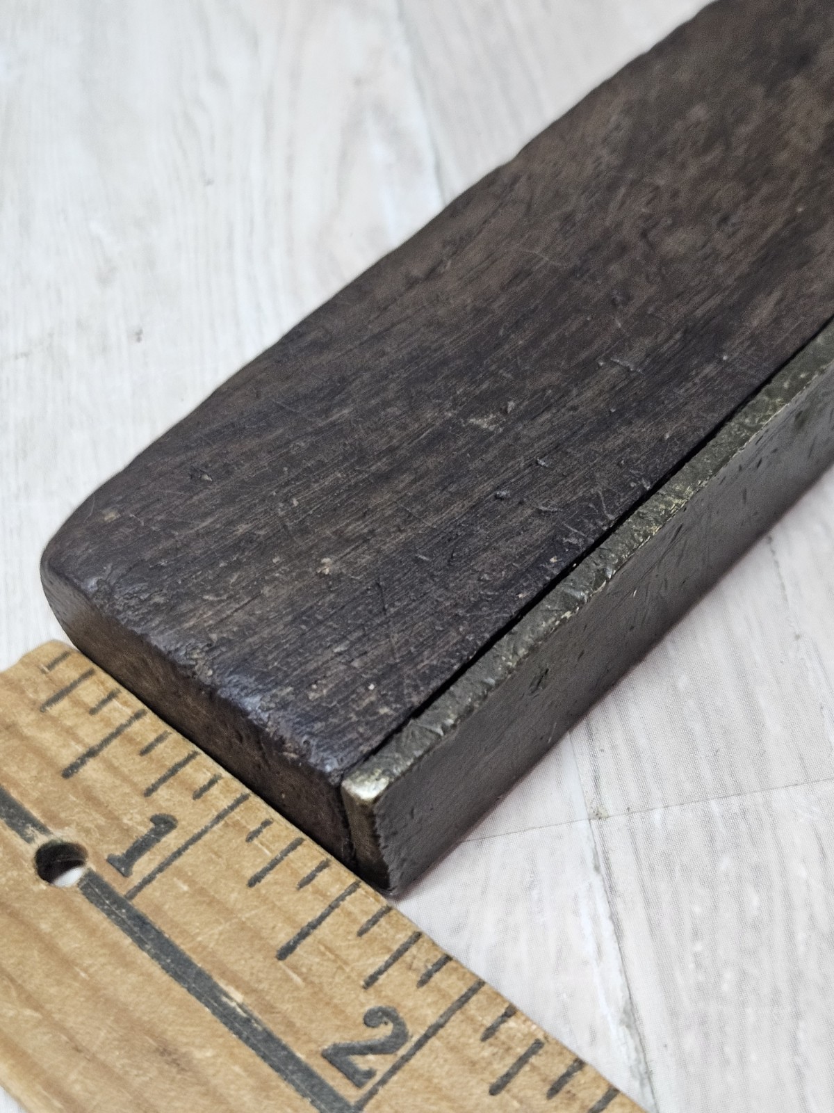 Antique Wood & Steel Try Square Carpenter Woodworking Layout Tool Brass Inlay…